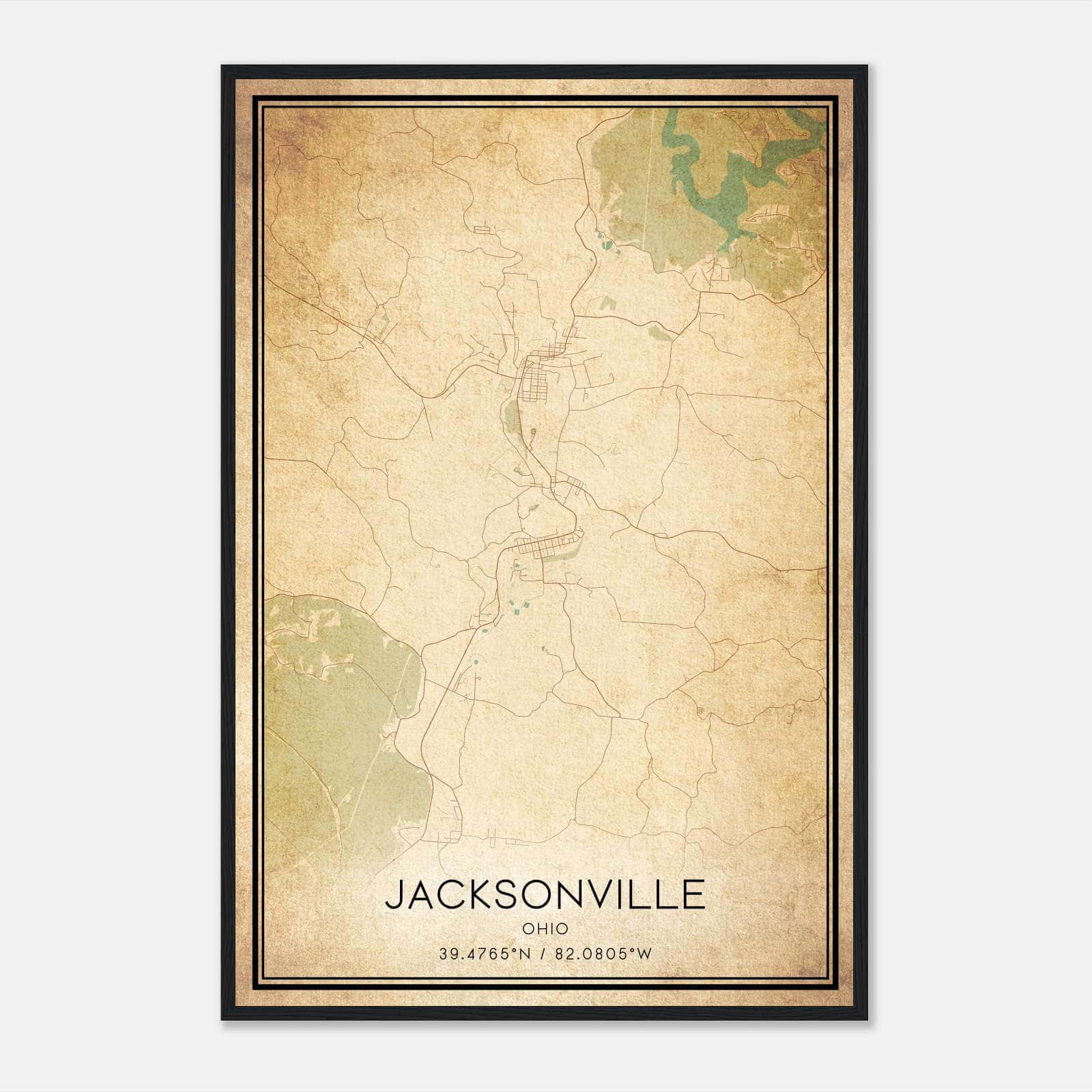 Vintage Jacksonville Ohio Map Poster, Jacksonville OH City Road Wall Art Print Vintage Jacksonville Ohio Map Poster, Jacksonville OH City Road Wall Art Print