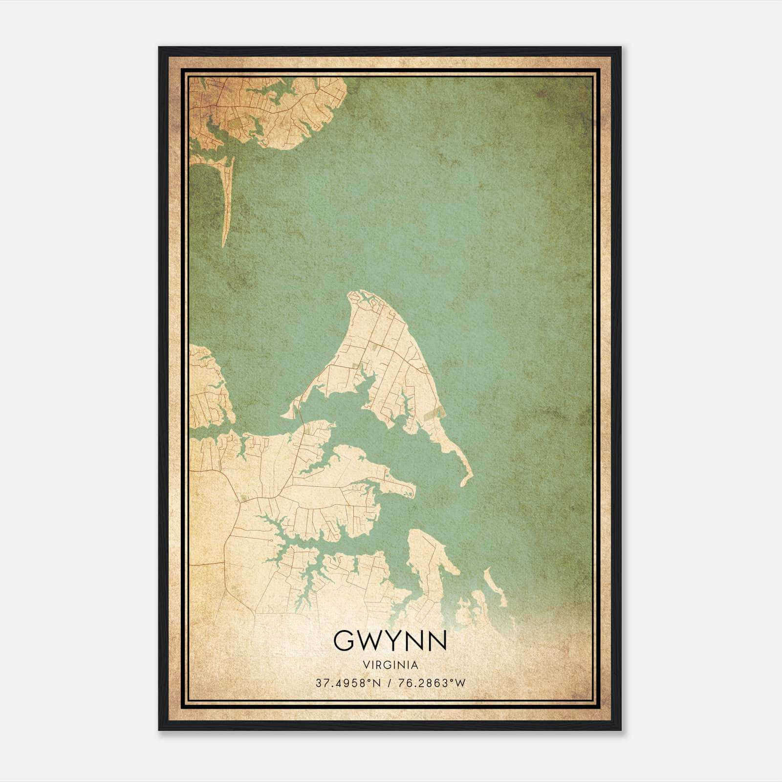 Vintage Gwynn Virginia Map Poster, Gwynn VA City Road Wall Art Print Vintage Gwynn Virginia Map Poster, Gwynn VA City Road Wall Art Print