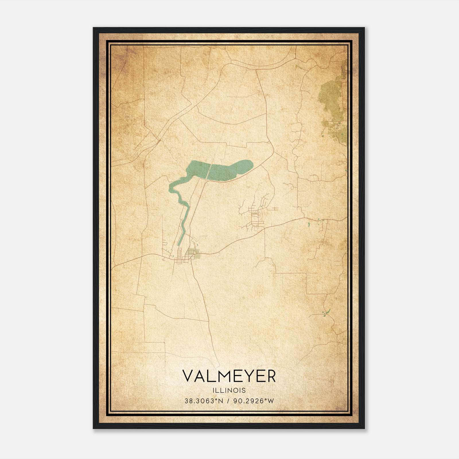 Vintage Valmeyer Illinois Map Poster, Valmeyer IL City Road Wall Art Print Vintage Valmeyer Illinois Map Poster, Valmeyer IL City Road Wall Art Print