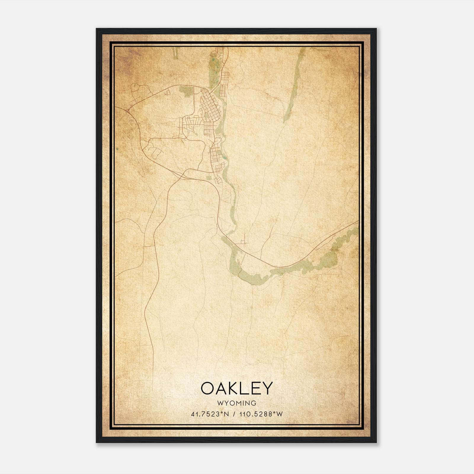 Vintage Oakley Wyoming Map Poster, Oakley WY City Road Wall Art Print Vintage Oakley Wyoming Map Poster, Oakley WY City Road Wall Art Print