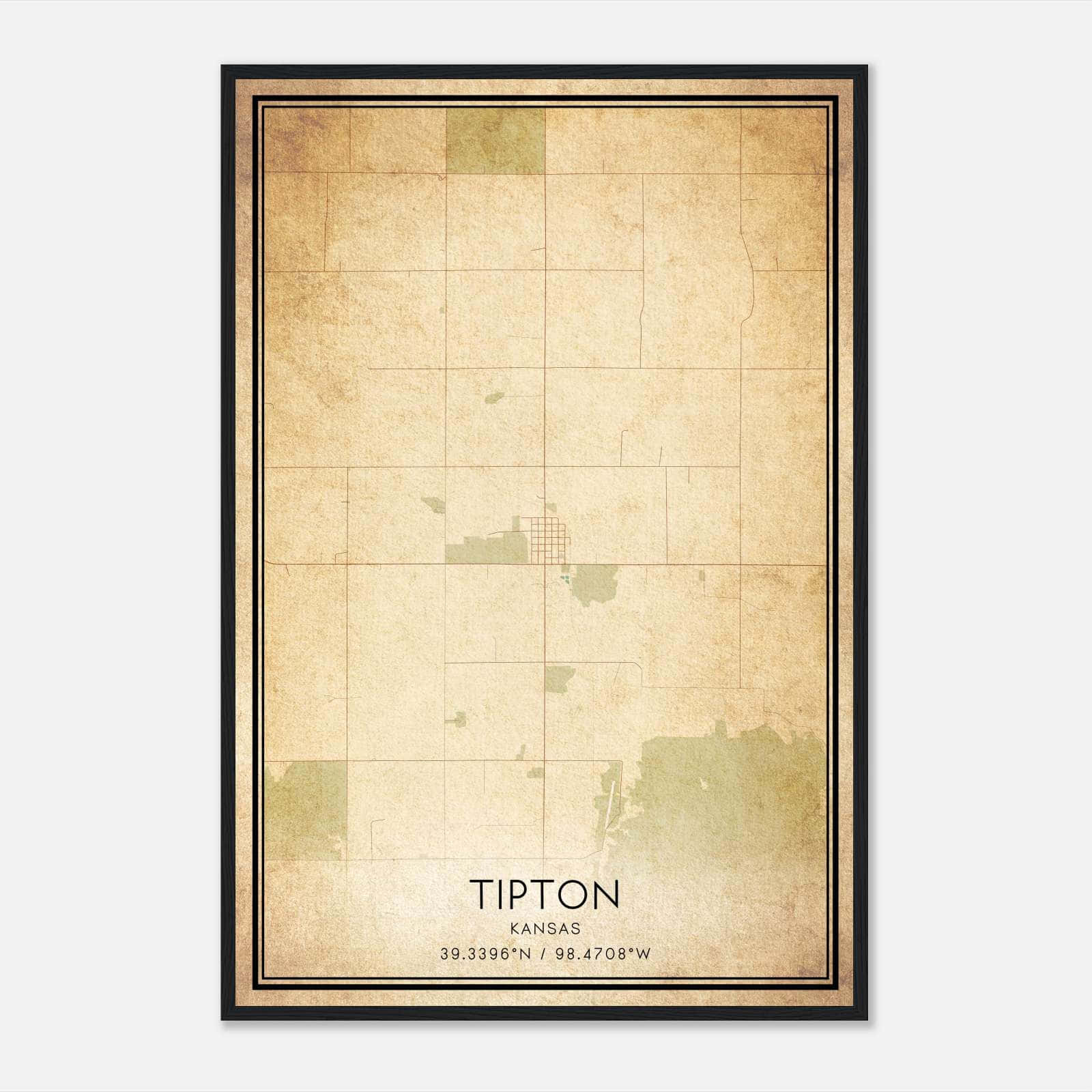 Vintage Tipton Kansas Map Poster, Tipton KS City Road Wall Art Print Vintage Tipton Kansas Map Poster, Tipton KS City Road Wall Art Print