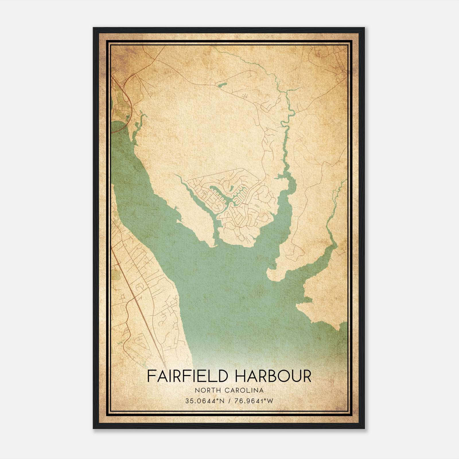 Vintage Fairfield Harbour North Carolina Map Poster, Fairfield Harbour NC City Road Wall Art Print Vintage Fairfield Harbour North Carolina Map Poster, Fairfield Harbour NC City Road Wall Art Print