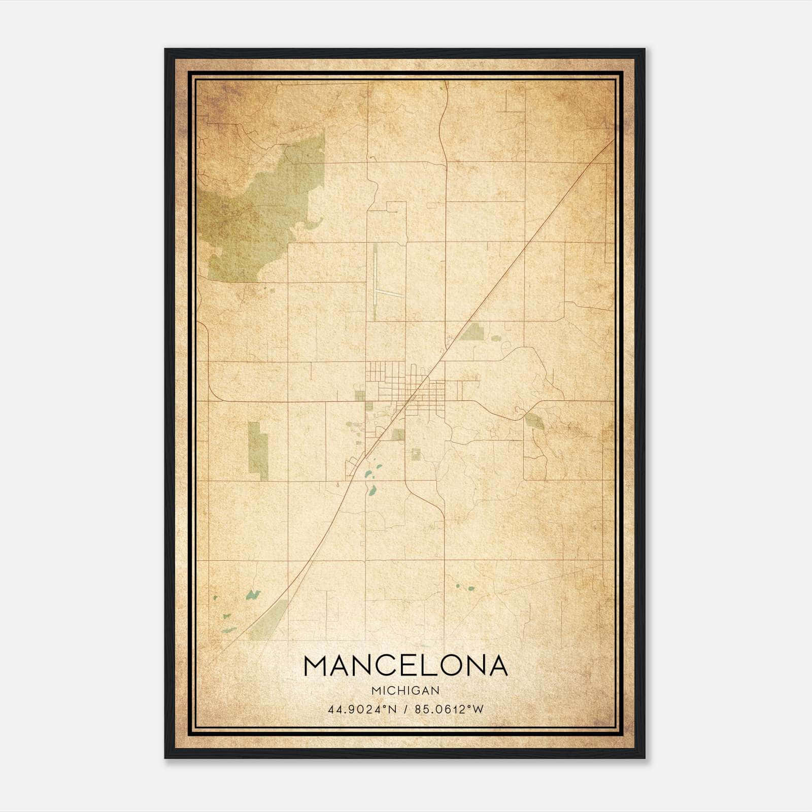 Vintage Mancelona Michigan Map Poster, Mancelona MI City Road Wall Art Print Vintage Mancelona Michigan Map Poster, Mancelona MI City Road Wall Art Print