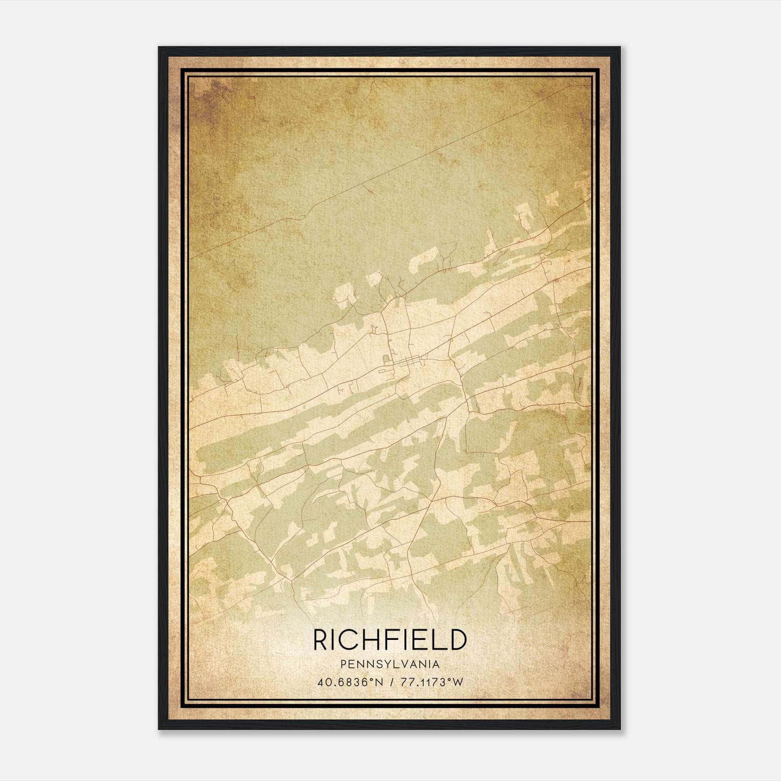 Vintage Richfield Pennsylvania Map Poster, Richfield PA City Road Wall Art Print Vintage Richfield Pennsylvania Map Poster, Richfield PA City Road Wall Art Print