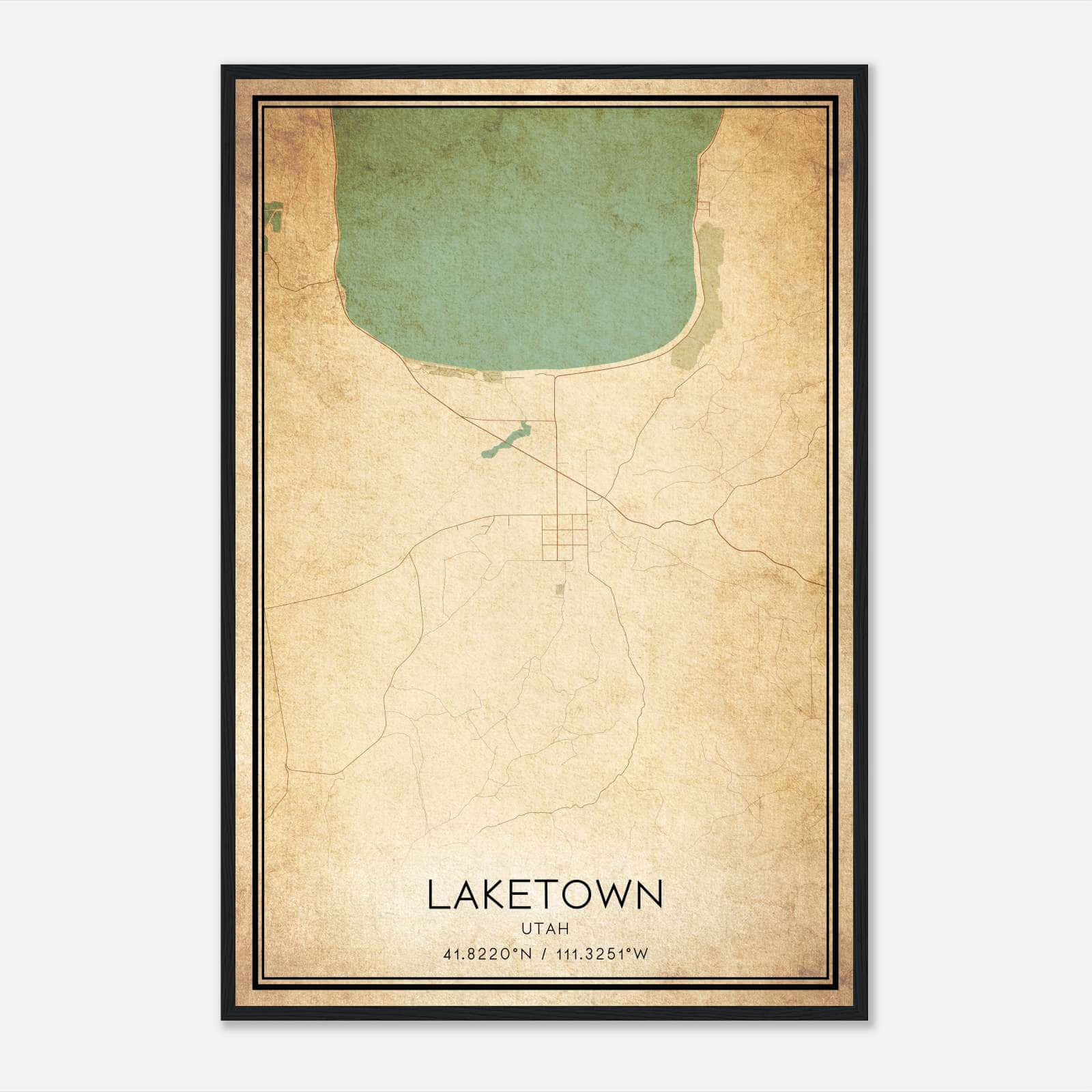 Vintage Laketown Utah Map Poster, Laketown UT City Road Wall Art Print Vintage Laketown Utah Map Poster, Laketown UT City Road Wall Art Print