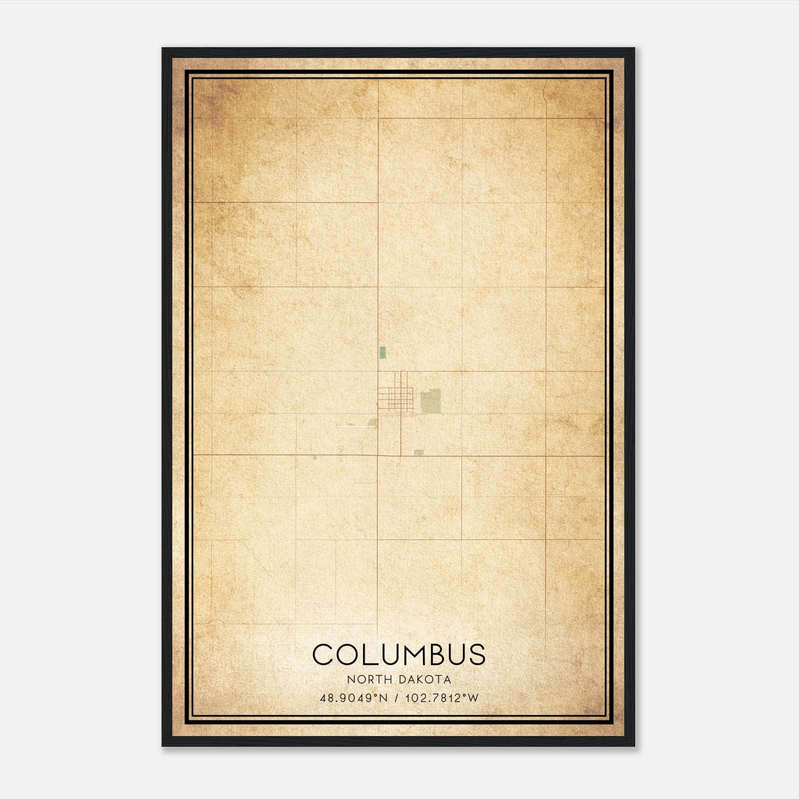Vintage Columbus North Dakota Map Poster, Columbus ND City Road Wall Art Print Vintage Columbus North Dakota Map Poster, Columbus ND City Road Wall Art Print