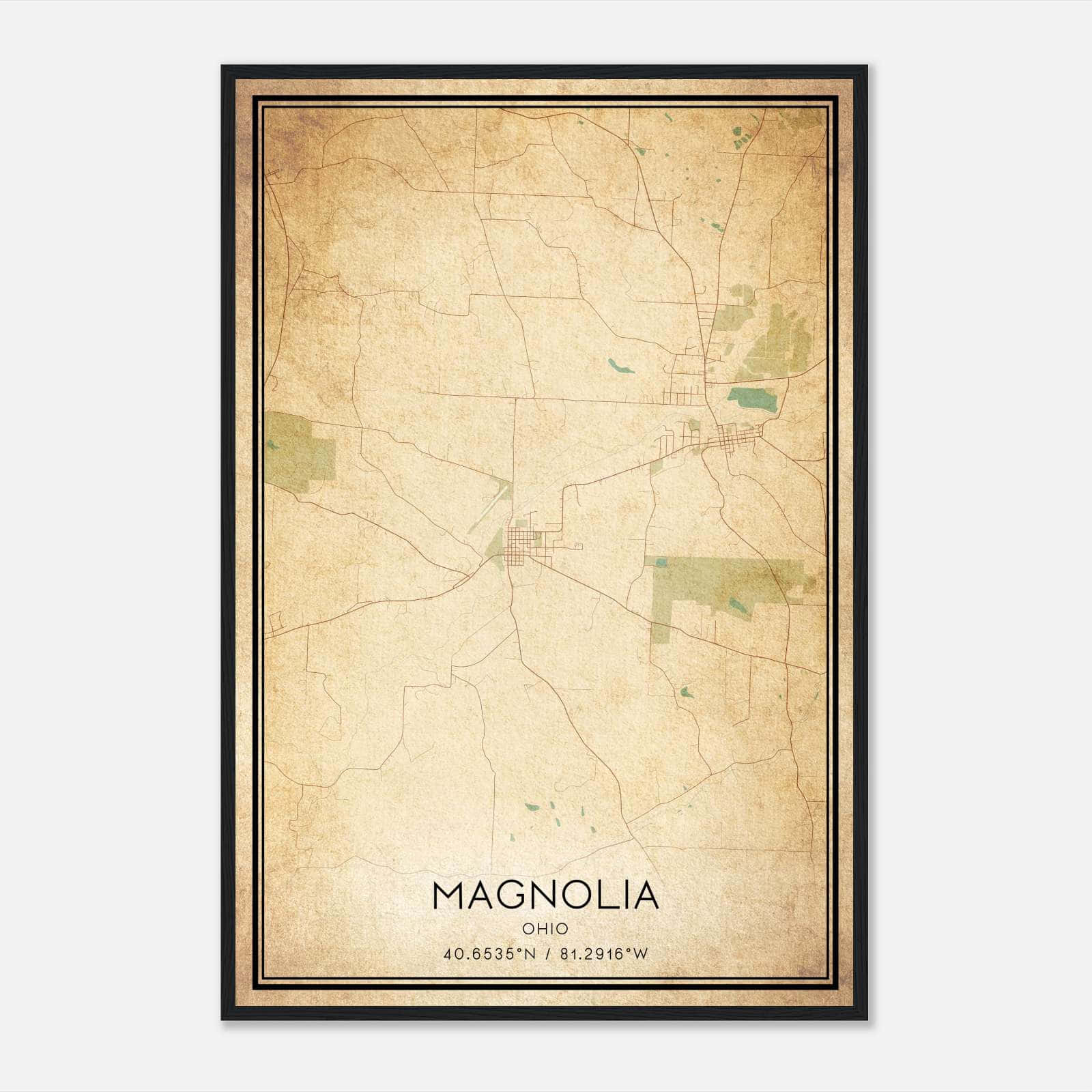 Vintage Magnolia Ohio Map Poster, Magnolia OH City Road Wall Art Print Vintage Magnolia Ohio Map Poster, Magnolia OH City Road Wall Art Print