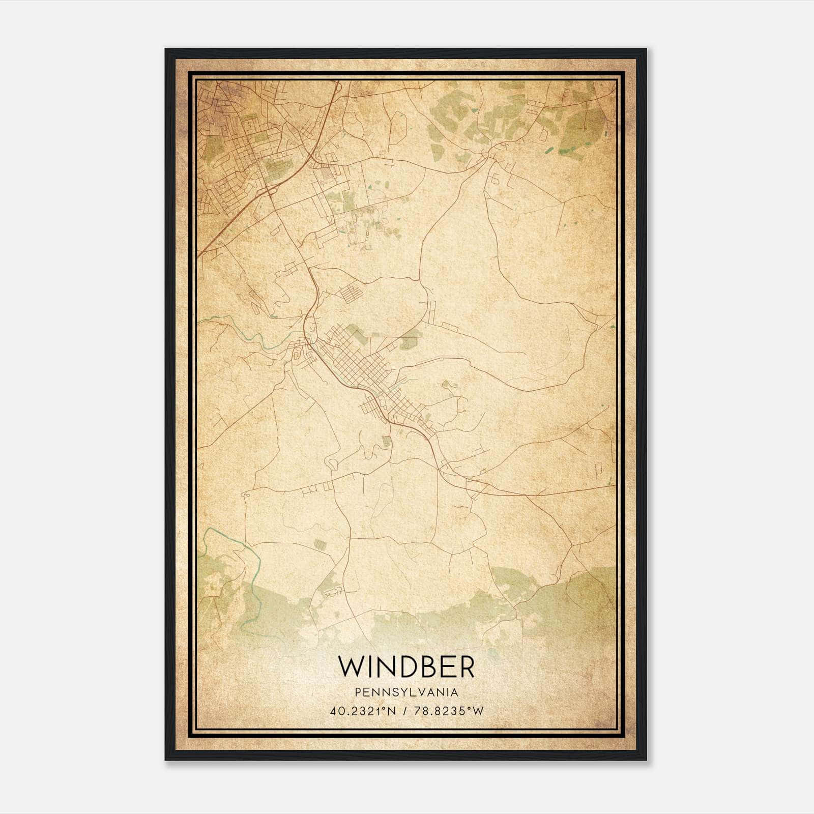 Vintage Windber Pennsylvania Map Poster, Windber PA City Road Wall Art Print Vintage Windber Pennsylvania Map Poster, Windber PA City Road Wall Art Print