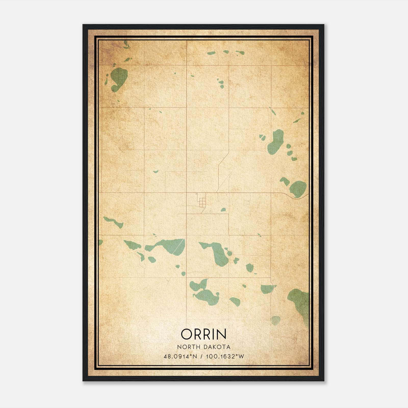 Vintage Orrin North Dakota Map Poster, Orrin ND City Road Wall Art Print Vintage Orrin North Dakota Map Poster, Orrin ND City Road Wall Art Print