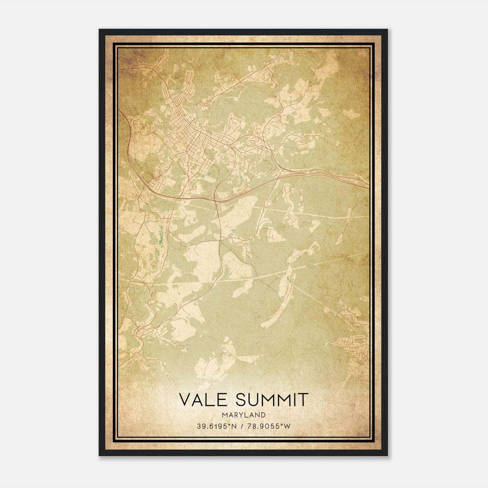 Vintage Vale Summit Maryland Map Poster, Vale Summit MD City Road Wall Art Print Vintage Vale Summit Maryland Map Poster, Vale Summit MD City Road Wall Art Print