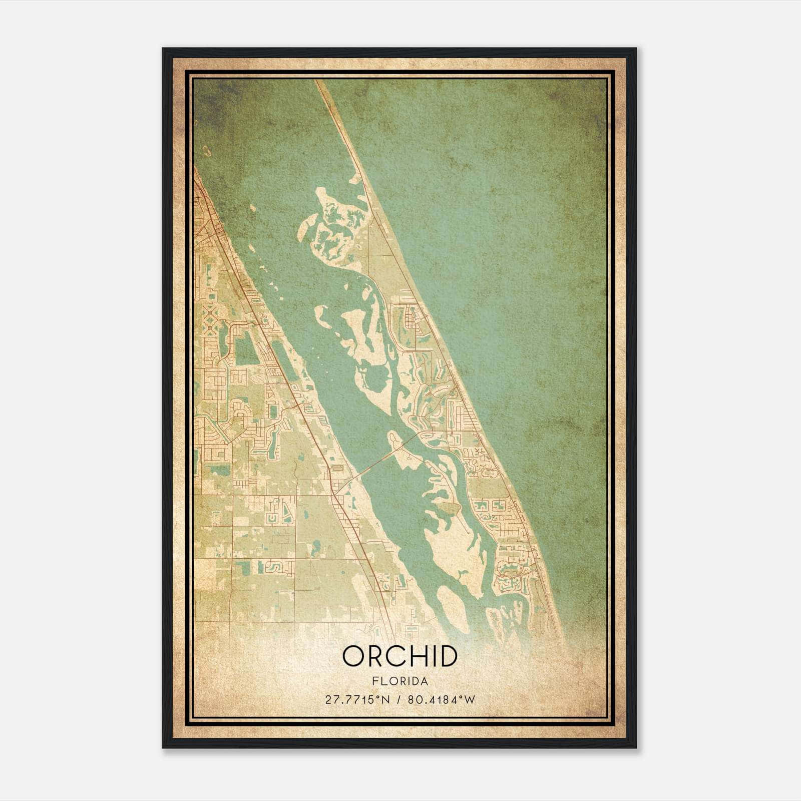 Vintage Orchid Florida Map Poster, Orchid FL City Road Wall Art Print Vintage Orchid Florida Map Poster, Orchid FL City Road Wall Art Print