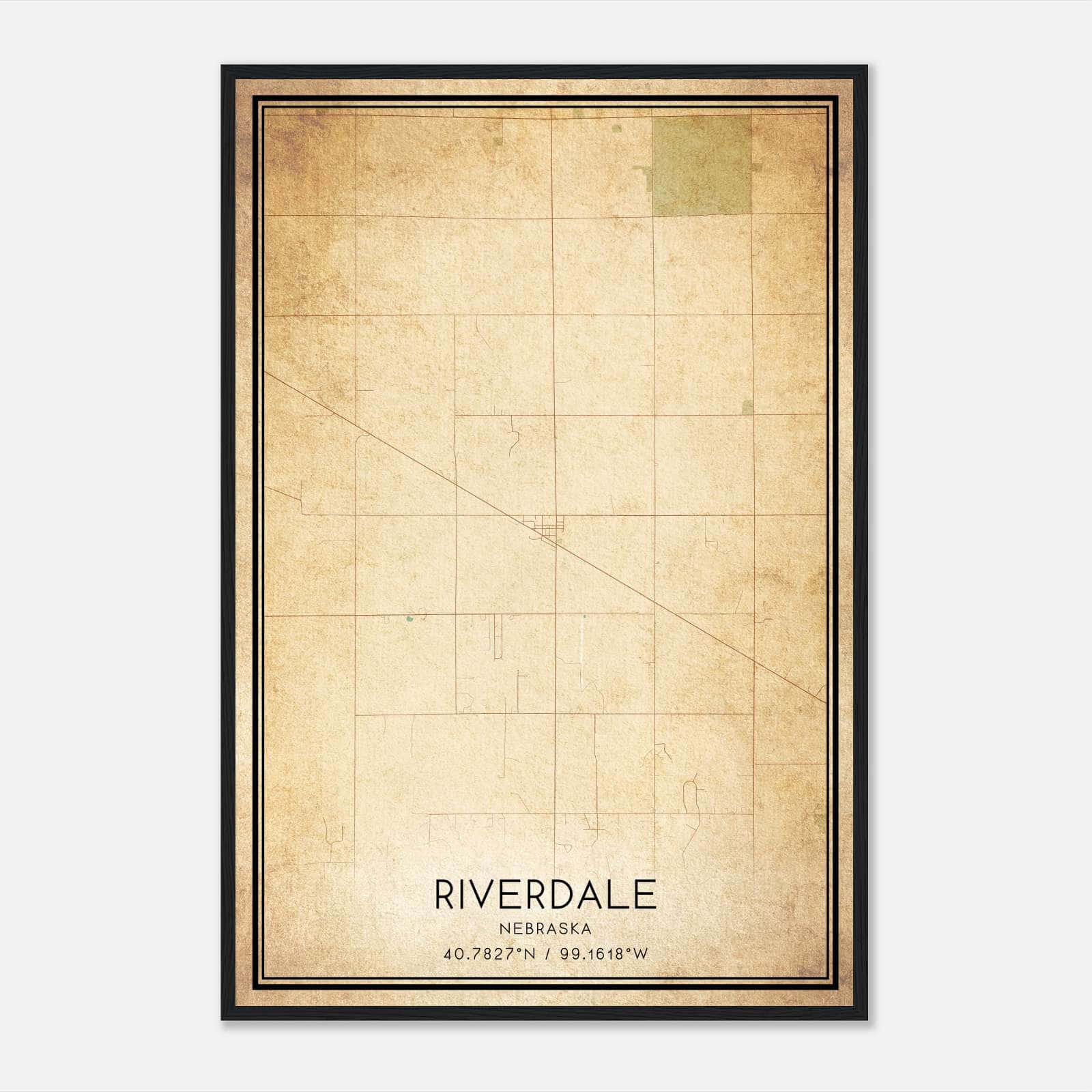 Vintage Riverdale Nebraska Map Poster, Riverdale NE City Road Wall Art Print Vintage Riverdale Nebraska Map Poster, Riverdale NE City Road Wall Art Print