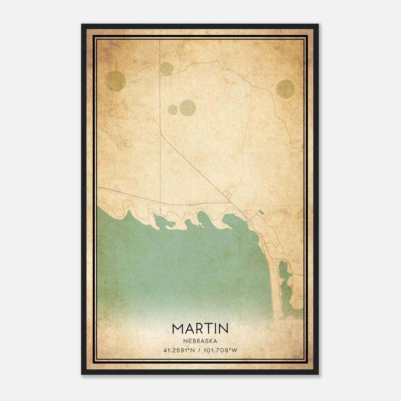 Vintage Martin Nebraska Map Poster, Martin NE City Road Wall Art Print Vintage Martin Nebraska Map Poster, Martin NE City Road Wall Art Print