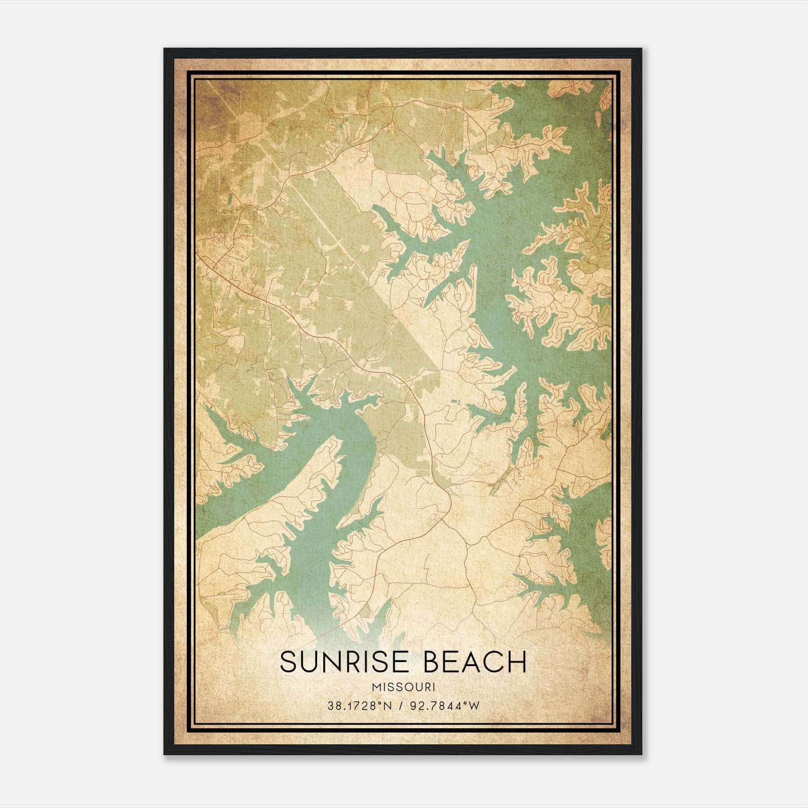 Vintage Sunrise Beach Missouri Map Poster, Sunrise Beach MO City Road Wall Art Print Vintage Sunrise Beach Missouri Map Poster, Sunrise Beach MO City Road Wall Art Print