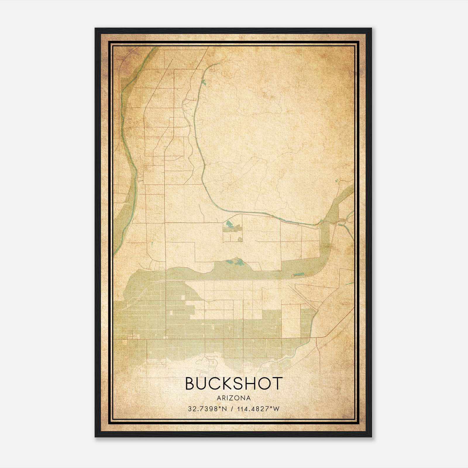 Vintage Buckshot Arizona Map Poster, Buckshot AZ City Road Wall Art Print Vintage Buckshot Arizona Map Poster, Buckshot AZ City Road Wall Art Print