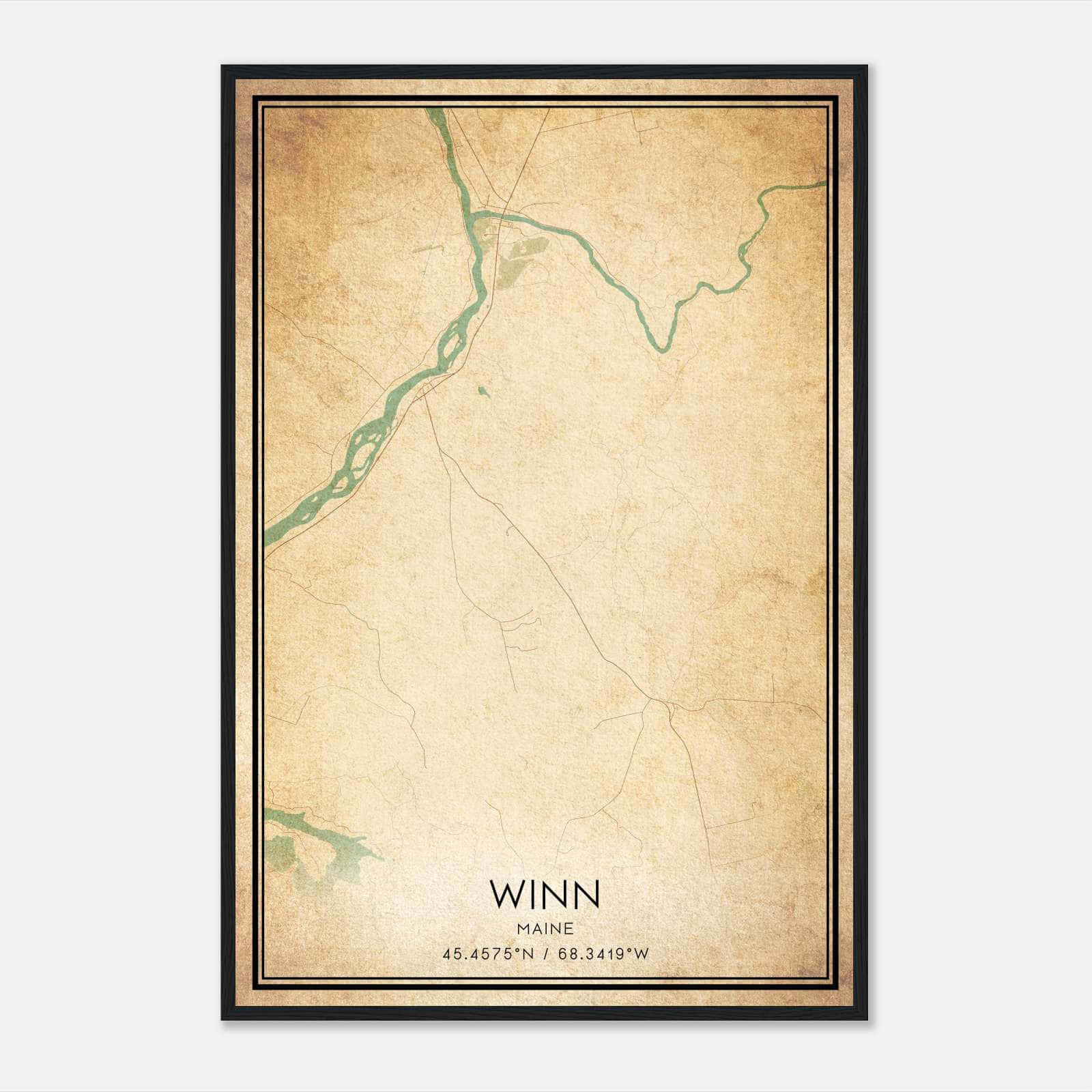 Vintage Winn Maine Map Poster, Winn ME City Road Wall Art Print Vintage Winn Maine Map Poster, Winn ME City Road Wall Art Print