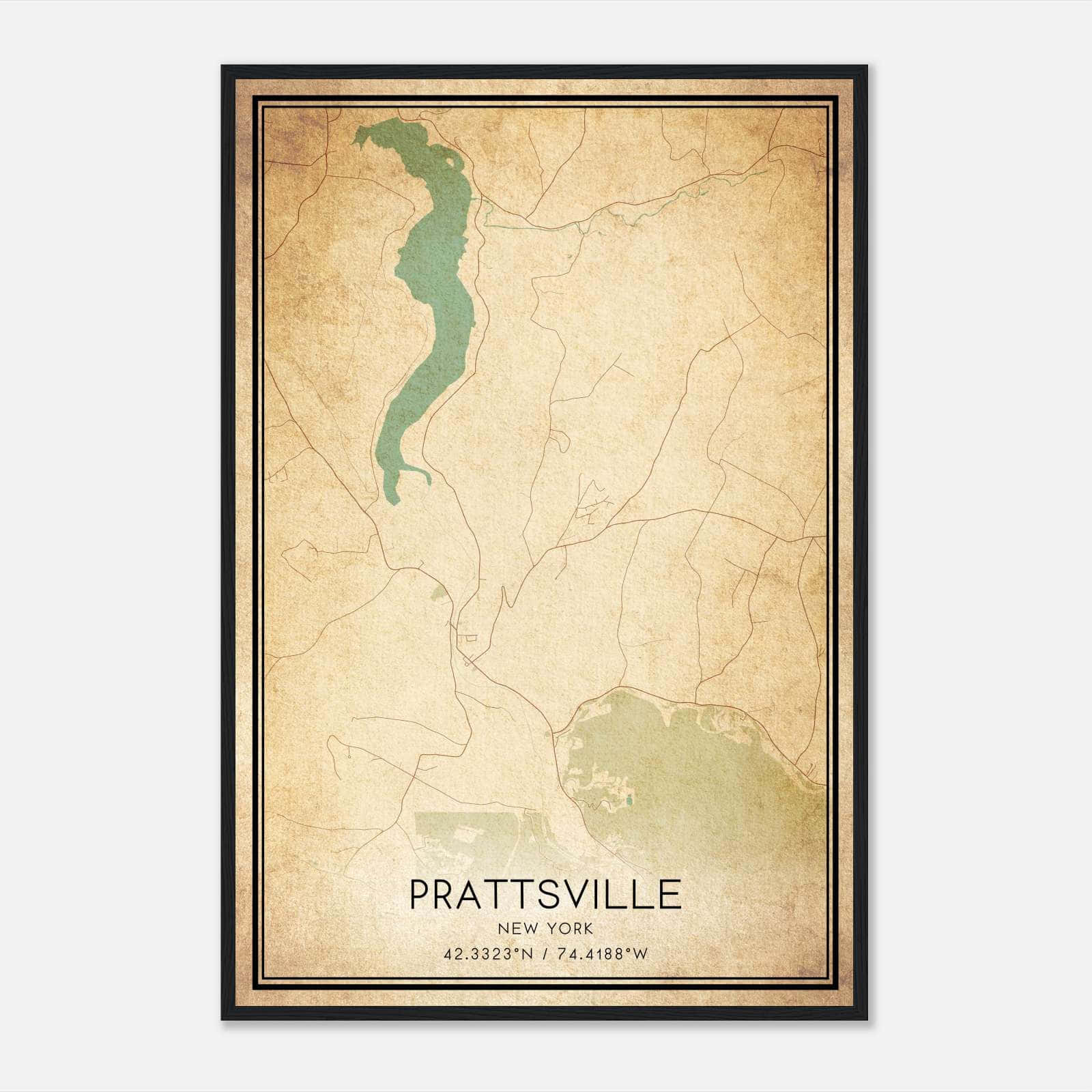 Vintage Prattsville New York Map Poster, Prattsville NY City Road Wall Art Print Vintage Prattsville New York Map Poster, Prattsville NY City Road Wall Art Print