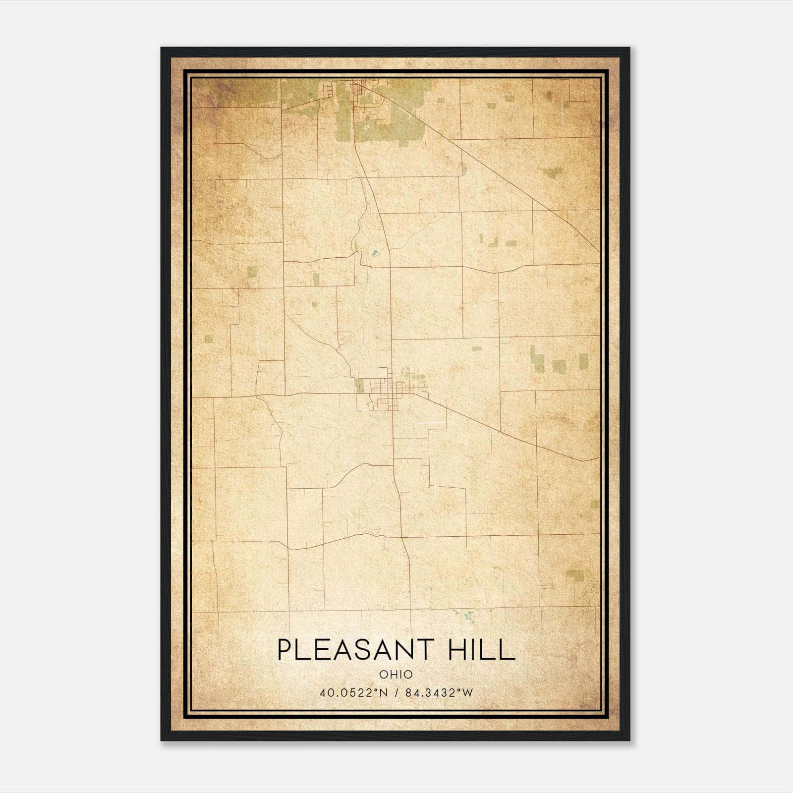 Vintage Pleasant Hill Ohio Map Poster, Pleasant Hill OH City Road Wall Art Print Vintage Pleasant Hill Ohio Map Poster, Pleasant Hill OH City Road Wall Art Print