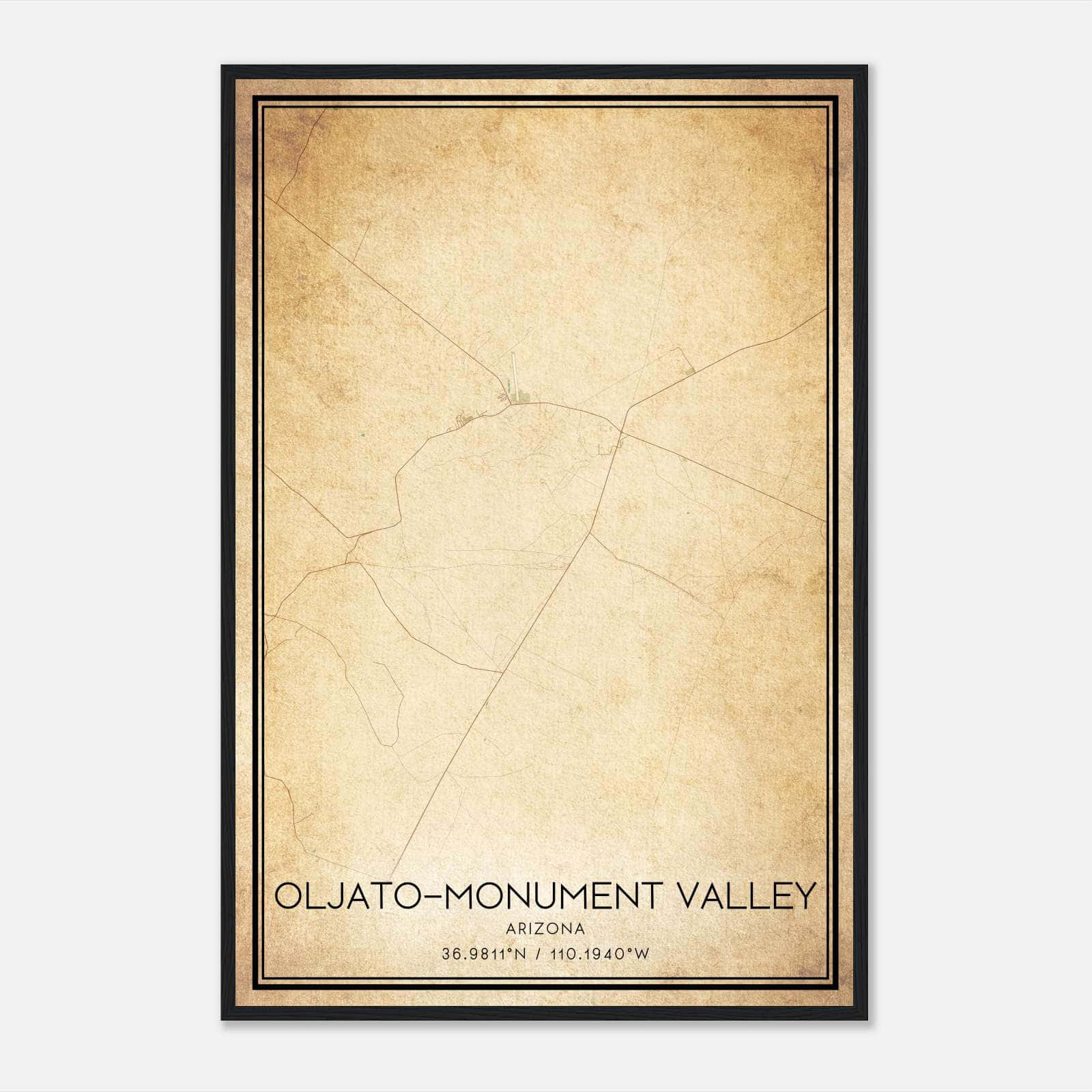 Vintage Oljato-Monument Valley Arizona Map Poster, Oljato-Monument Valley AZ City Road Wall Art Print Vintage Oljato-Monument Valley Arizona Map Poster, Oljato-Monument Valley AZ City Road Wall Art Print