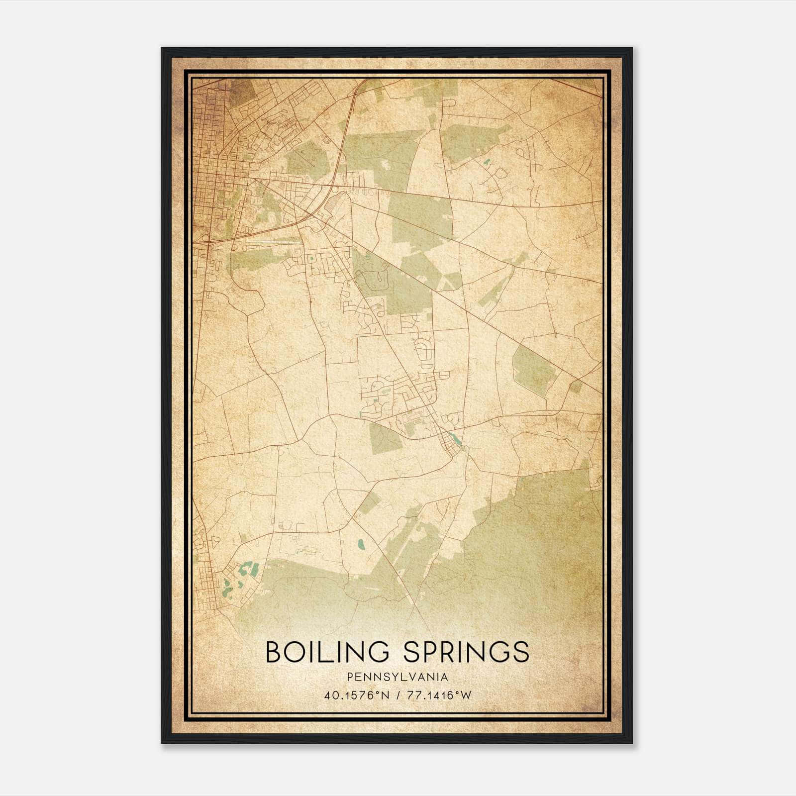 Vintage Boiling Springs Pennsylvania Map Poster, Boiling Springs PA City Road Wall Art Print Vintage Boiling Springs Pennsylvania Map Poster, Boiling Springs PA City Road Wall Art Print