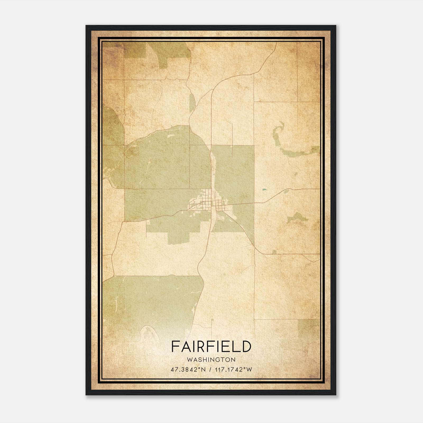 Vintage Fairfield Washington Map Poster, Fairfield WA City Road Wall Art Print Vintage Fairfield Washington Map Poster, Fairfield WA City Road Wall Art Print