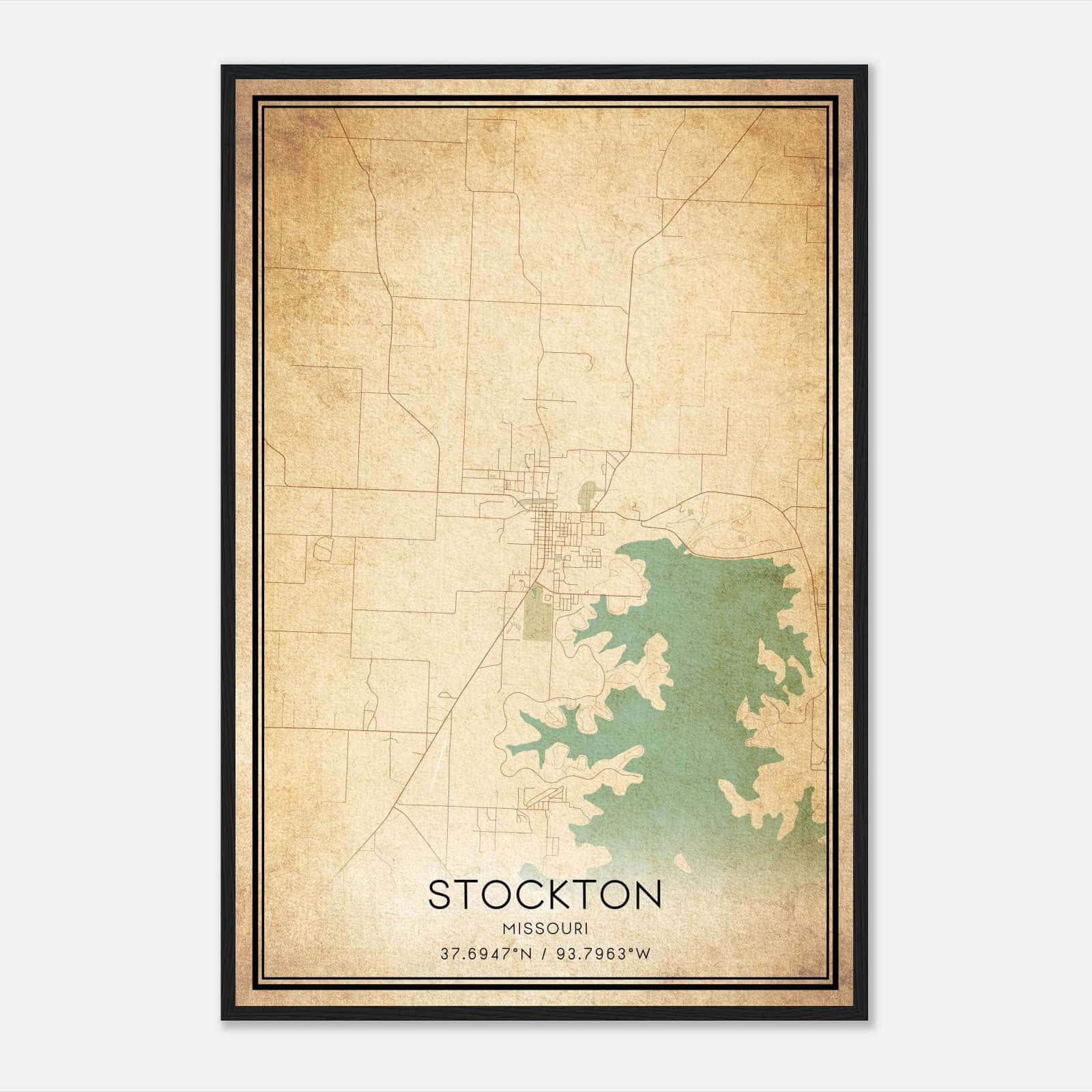 Vintage Stockton Missouri Map Poster, Stockton MO City Road Wall Art Print Vintage Stockton Missouri Map Poster, Stockton MO City Road Wall Art Print