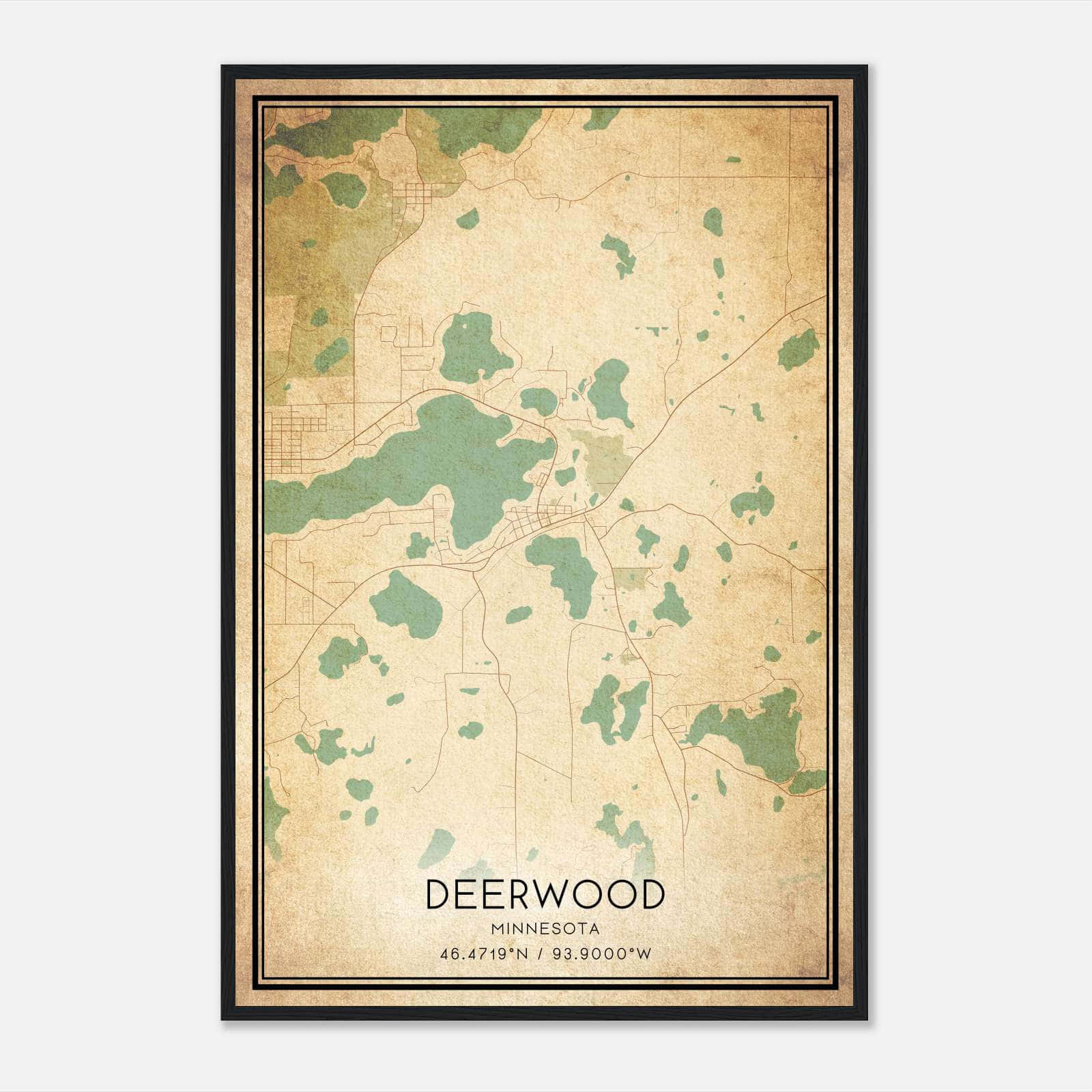 Vintage Deerwood Minnesota Map Poster, Deerwood MN City Road Wall Art Print Vintage Deerwood Minnesota Map Poster, Deerwood MN City Road Wall Art Print