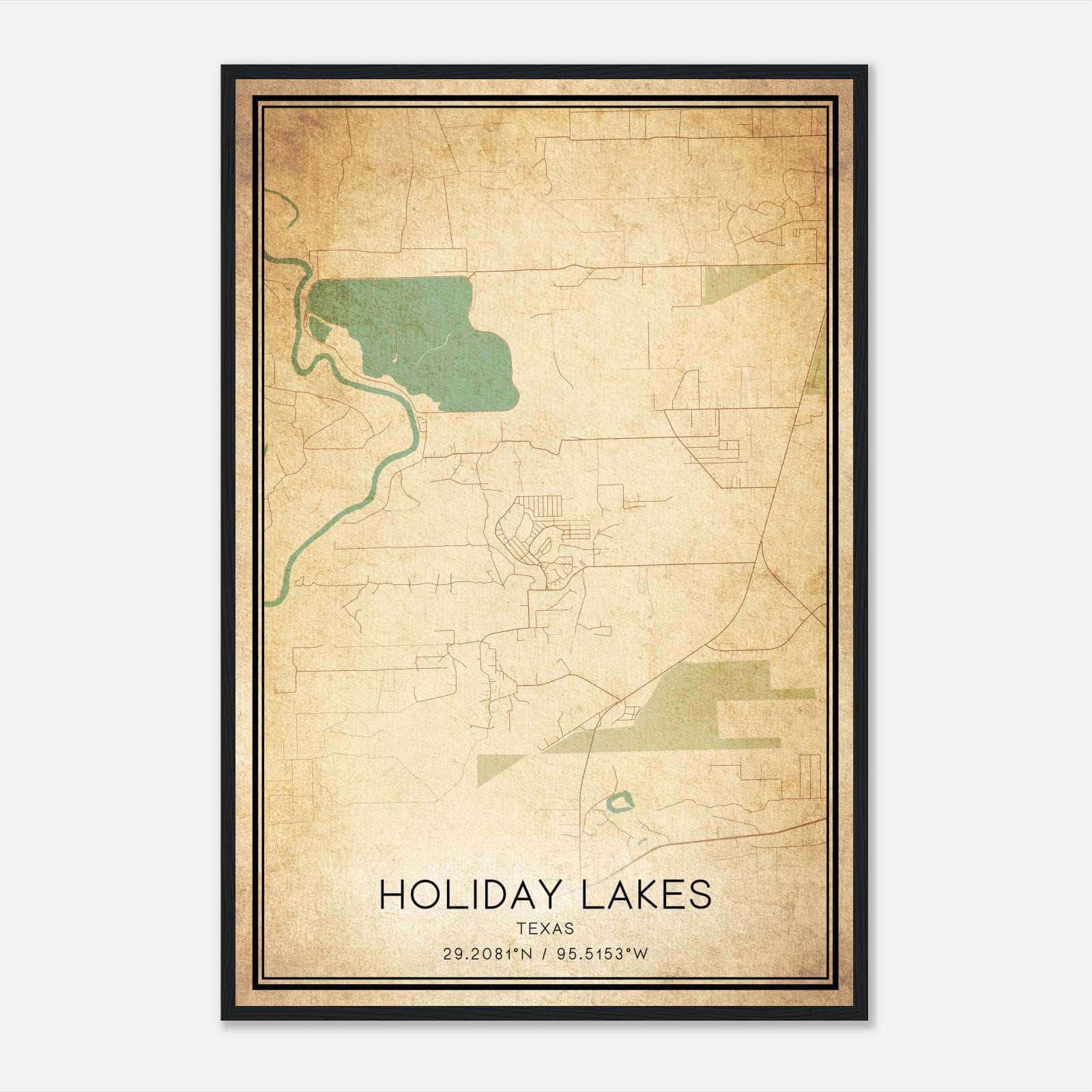Vintage Holiday Lakes Texas Map Poster, Holiday Lakes TX City Road Wall Art Print Vintage Holiday Lakes Texas Map Poster, Holiday Lakes TX City Road Wall Art Print