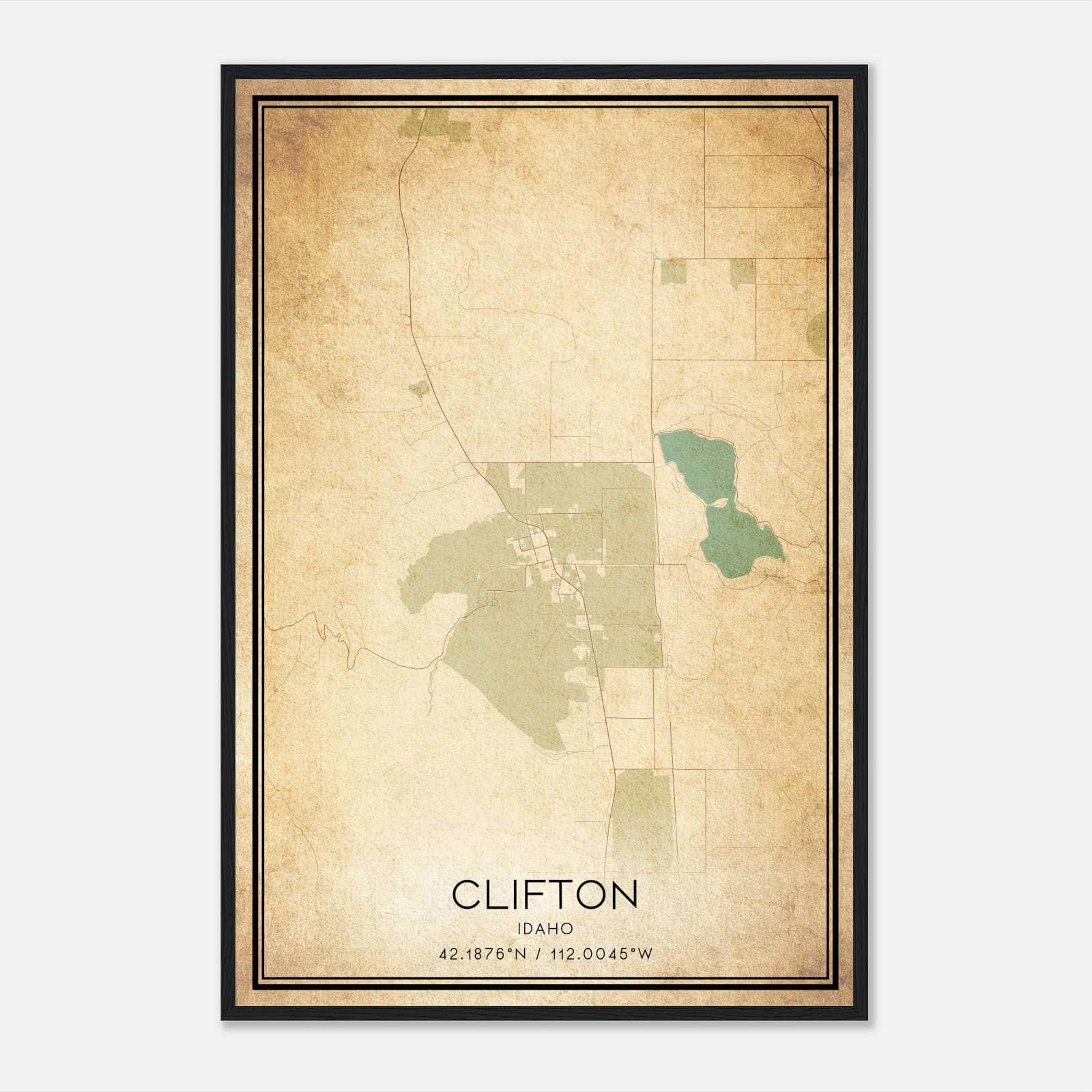 Vintage Clifton Idaho Map Poster, Clifton ID City Road Wall Art Print Vintage Clifton Idaho Map Poster, Clifton ID City Road Wall Art Print