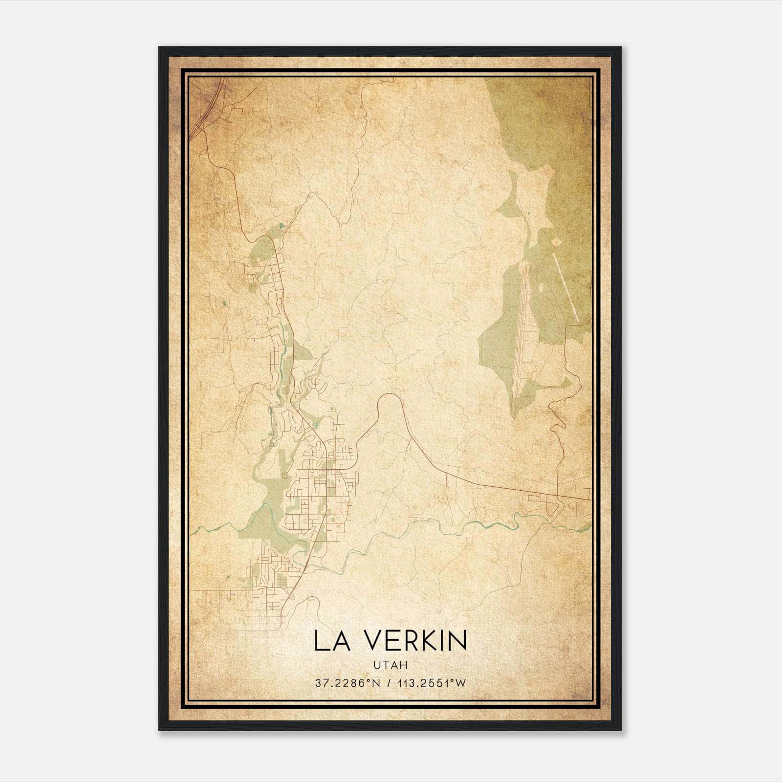 Vintage La Verkin Utah Map Poster, La Verkin UT City Road Wall Art Print Vintage La Verkin Utah Map Poster, La Verkin UT City Road Wall Art Print