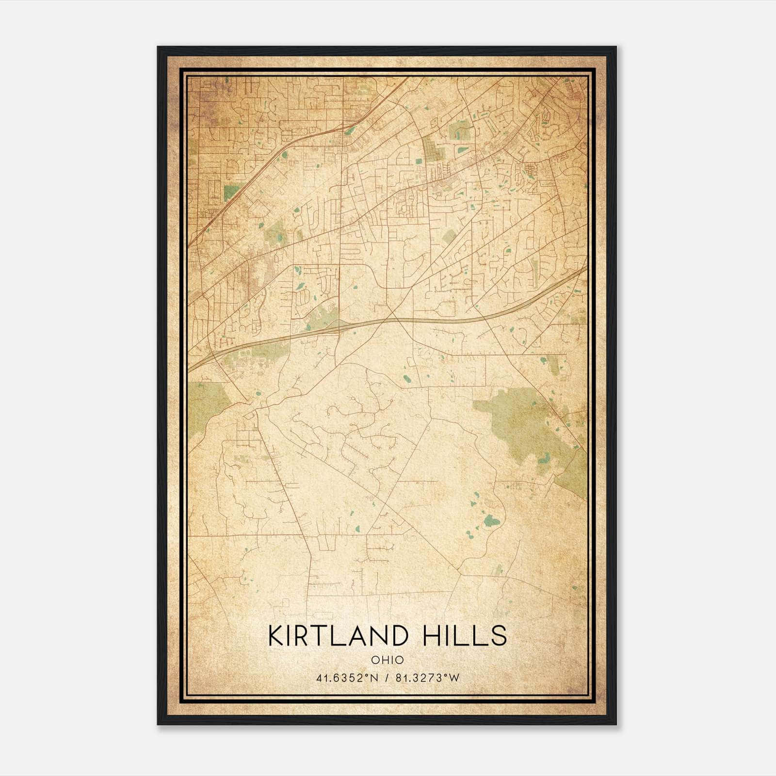 Vintage Kirtland Hills Ohio Map Poster, Kirtland Hills OH City Road Wall Art Print Vintage Kirtland Hills Ohio Map Poster, Kirtland Hills OH City Road Wall Art Print