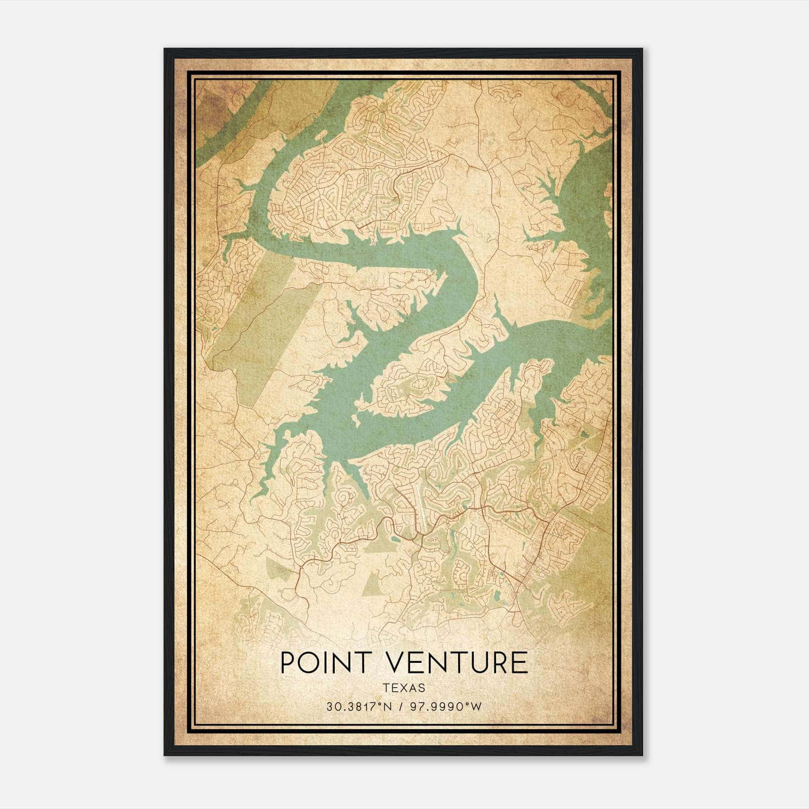 Vintage Point Venture Texas Map Poster, Point Venture TX City Road Wall Art Print Vintage Point Venture Texas Map Poster, Point Venture TX City Road Wall Art Print