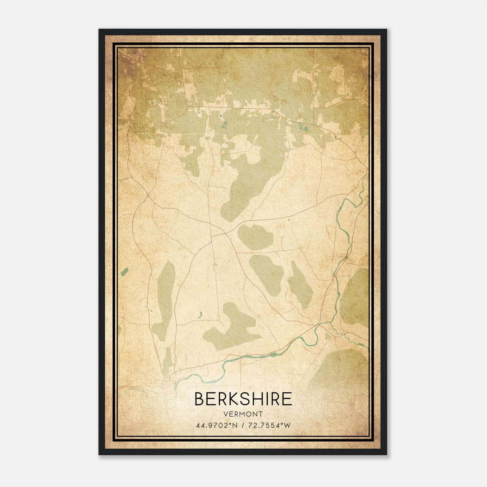 Vintage Berkshire Vermont Map Poster, Berkshire VT City Road Wall Art Print Vintage Berkshire Vermont Map Poster, Berkshire VT City Road Wall Art Print