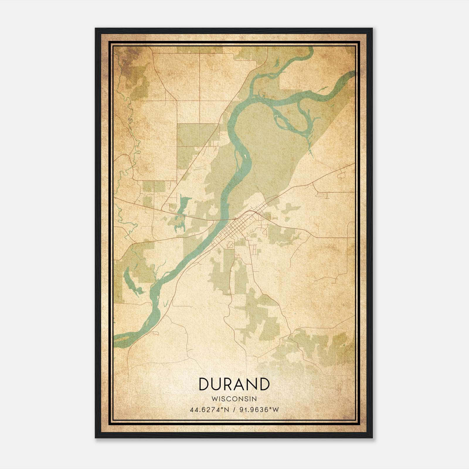 Vintage Durand Wisconsin Map Poster, Durand WI City Road Wall Art Print Vintage Durand Wisconsin Map Poster, Durand WI City Road Wall Art Print