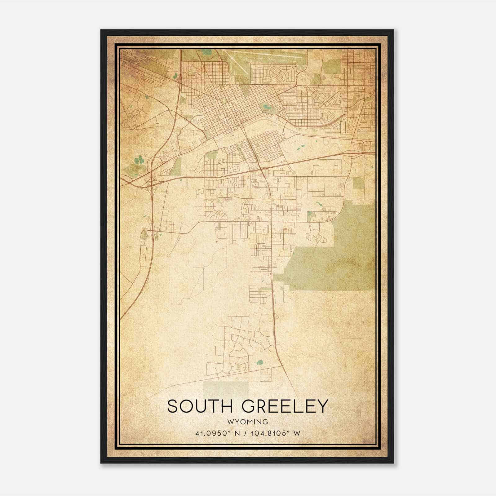 Vintage South Greeley Wyoming Map Poster, South Greeley WY City Road Wall Art Print Vintage South Greeley Wyoming Map Poster, South Greeley WY City Road Wall Art Print