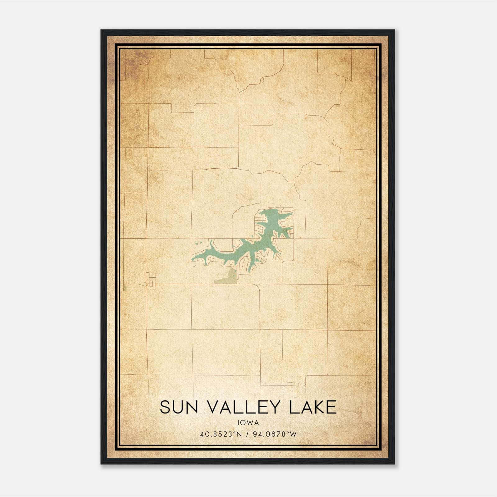 Vintage Sun Valley Lake Iowa Map Poster, Sun Valley Lake IA City Road Wall Art Print Vintage Sun Valley Lake Iowa Map Poster, Sun Valley Lake IA City Road Wall Art Print