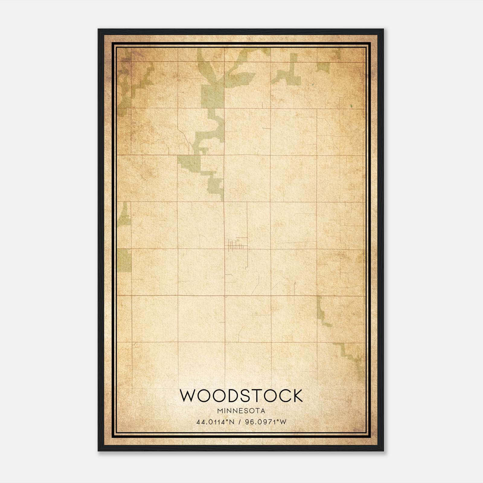 Vintage Woodstock Minnesota Map Poster, Woodstock MN City Road Wall Art Print Vintage Woodstock Minnesota Map Poster, Woodstock MN City Road Wall Art Print