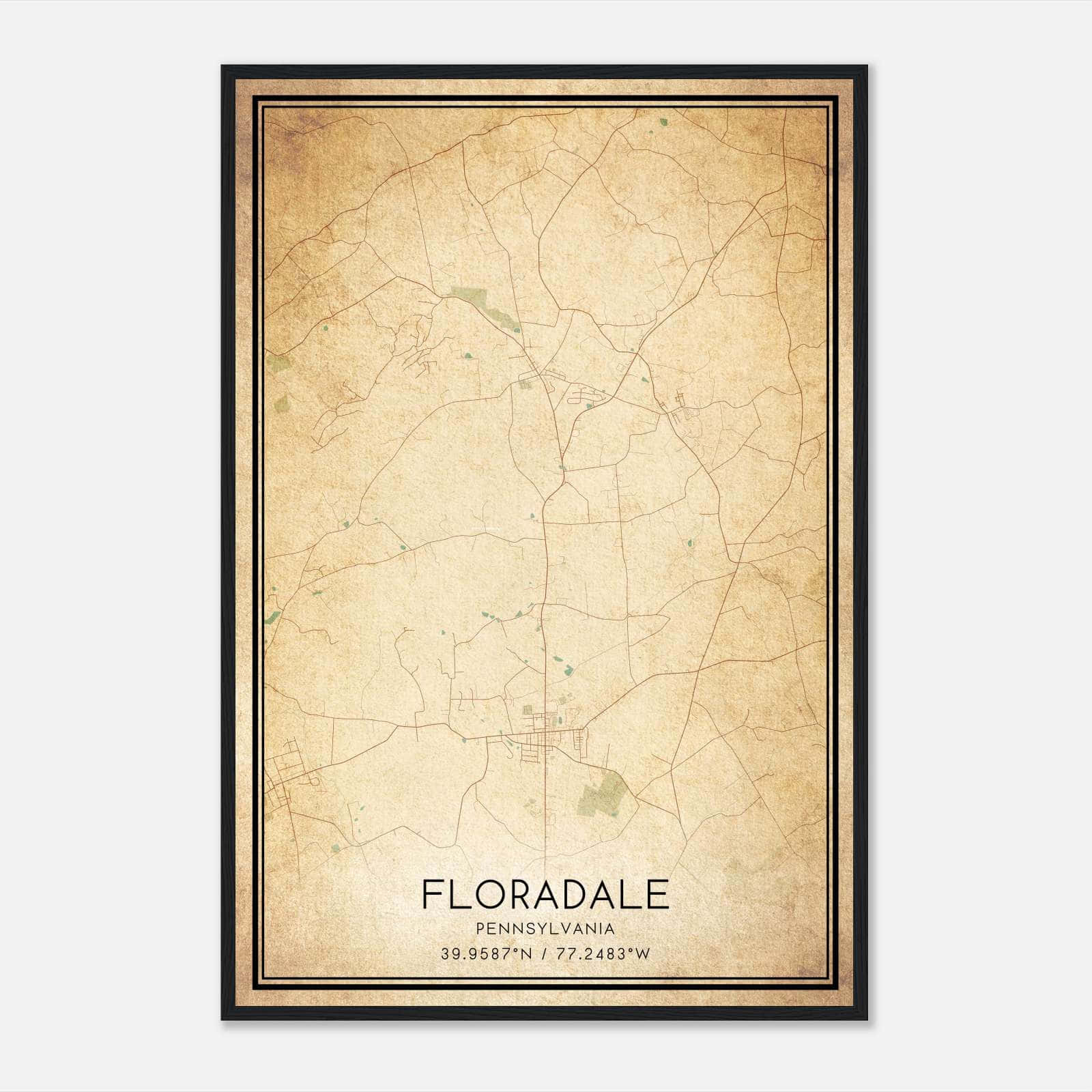 Vintage Floradale Pennsylvania Map Poster, Floradale PA City Road Wall Art Print Vintage Floradale Pennsylvania Map Poster, Floradale PA City Road Wall Art Print