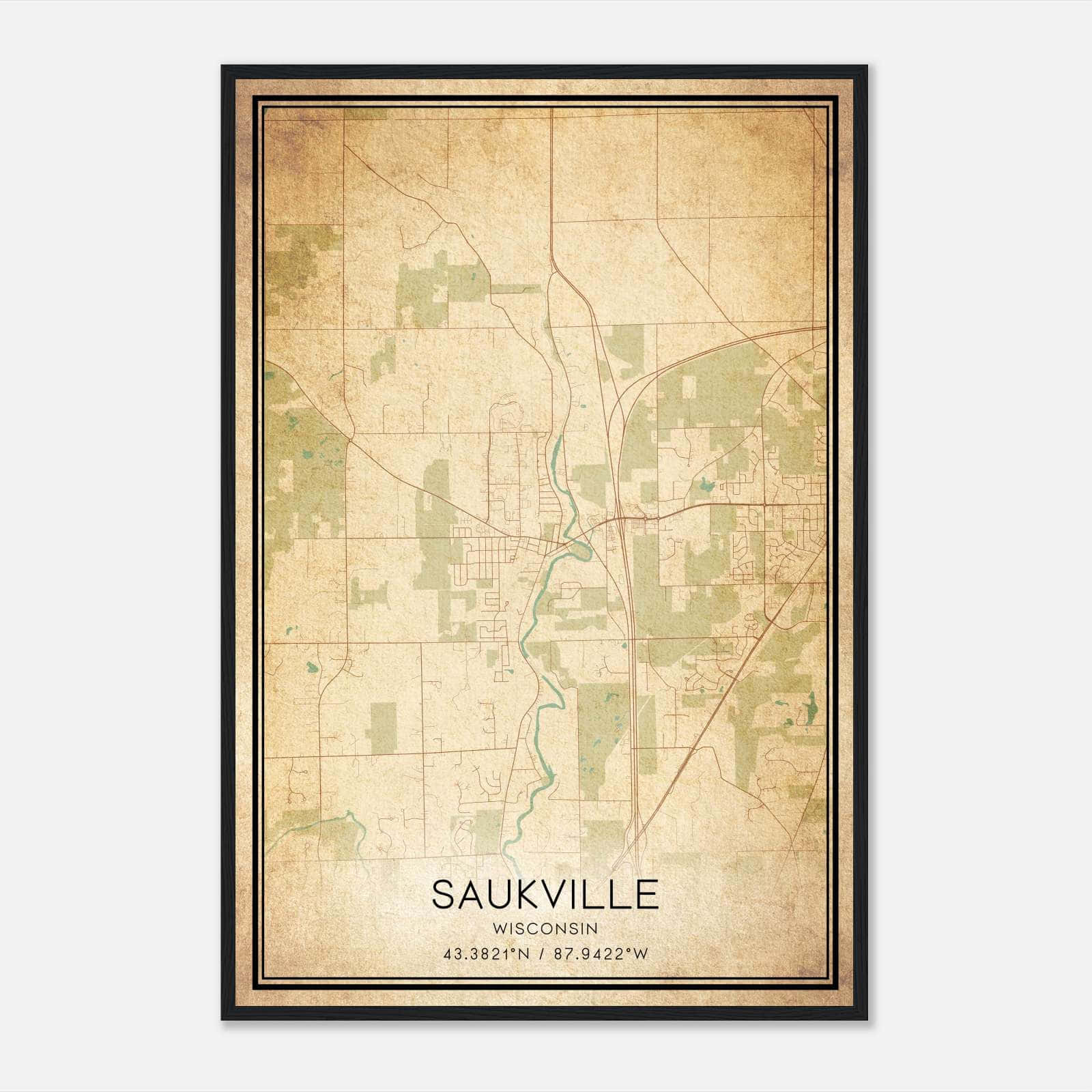 Vintage Saukville Wisconsin Map Poster, Saukville WI City Road Wall Art Print Vintage Saukville Wisconsin Map Poster, Saukville WI City Road Wall Art Print