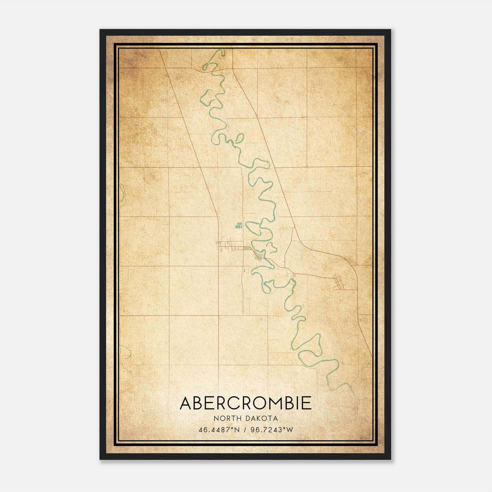 Vintage Abercrombie North Dakota Map Poster, Abercrombie ND City Road Wall Art Print Vintage Abercrombie North Dakota Map Poster, Abercrombie ND City Road Wall Art Print