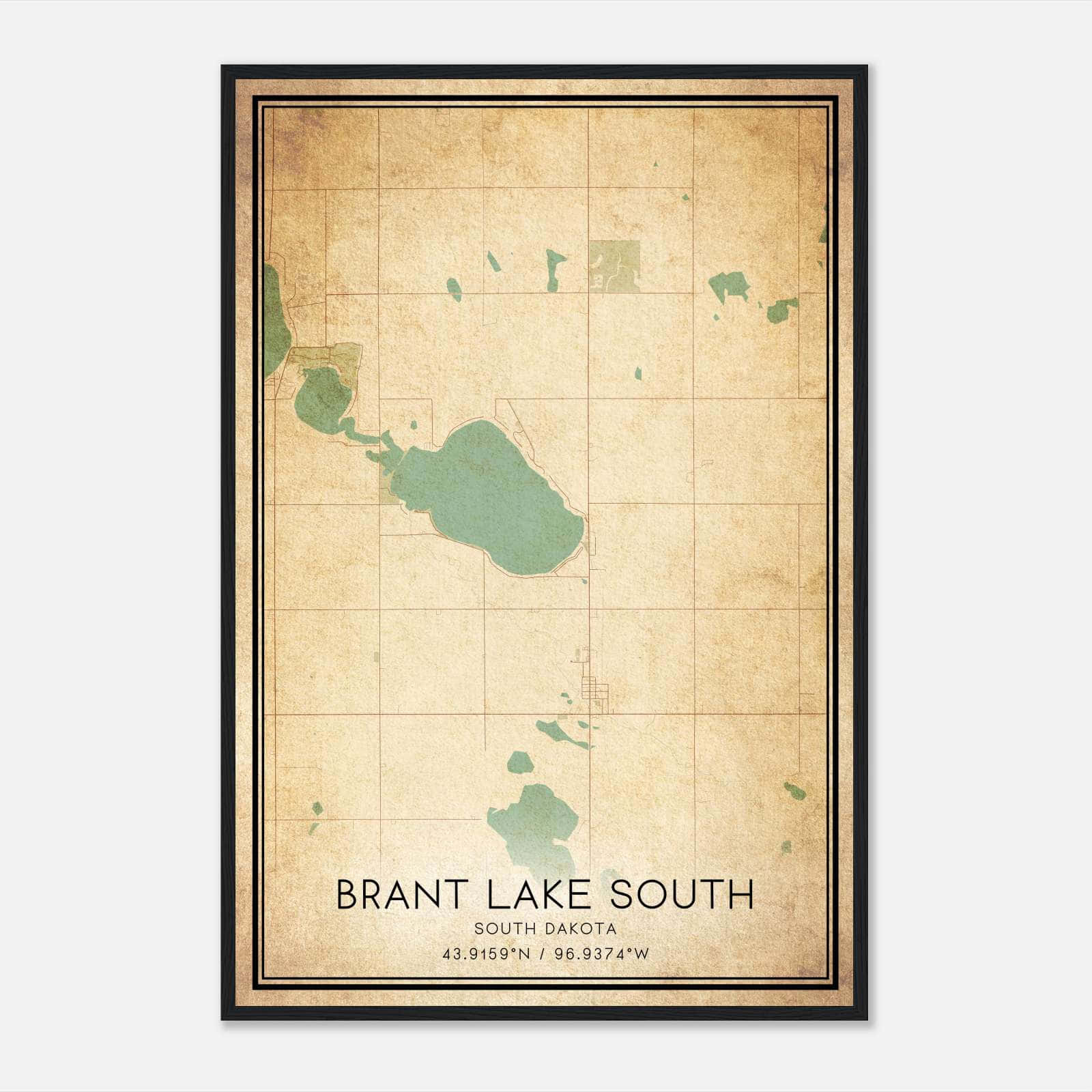 Vintage Brant Lake South South Dakota Map Poster, Brant Lake South SD City Road Wall Art Print Vintage Brant Lake South South Dakota Map Poster, Brant Lake South SD City Road Wall Art Print