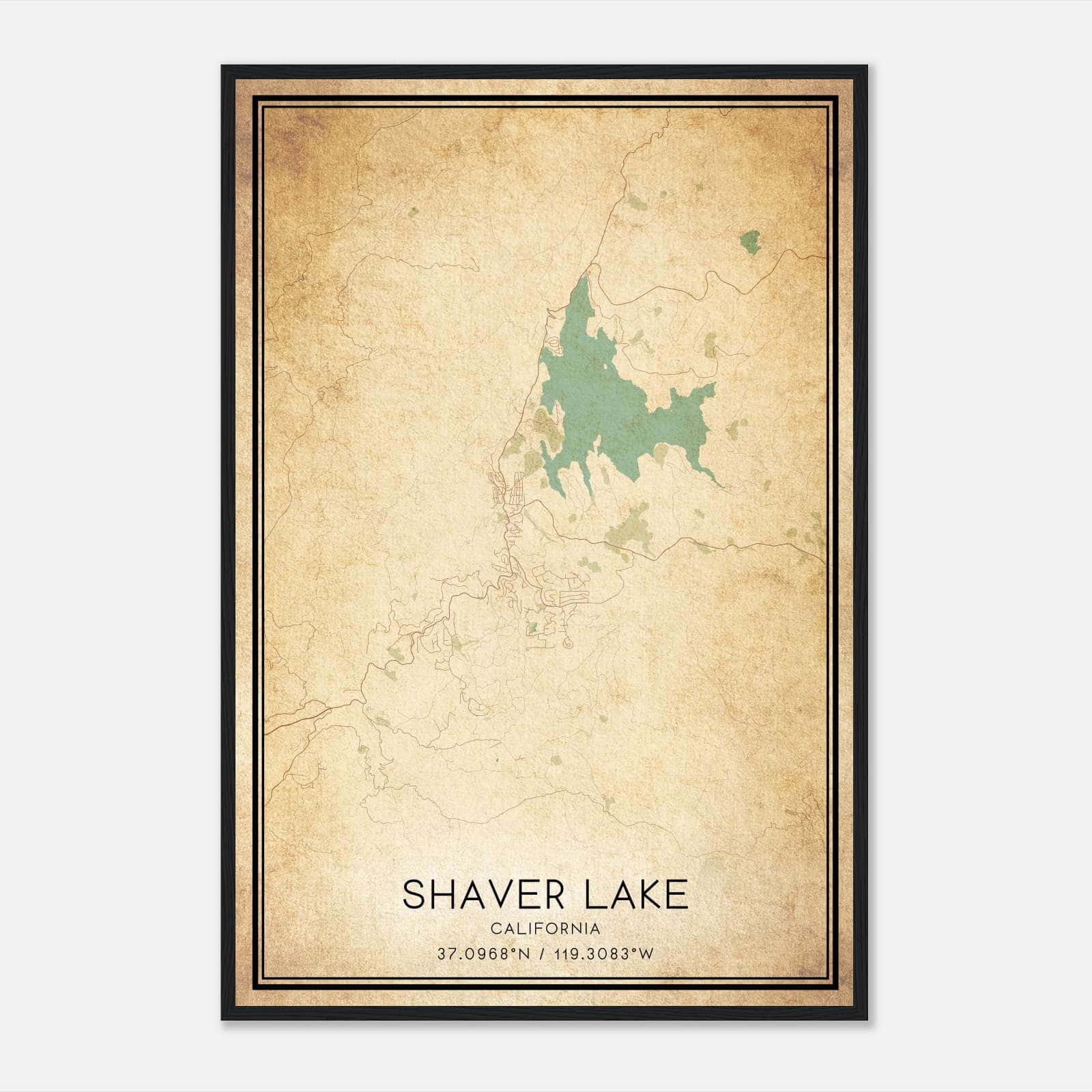 Vintage Shaver Lake California Map Poster, Shaver Lake CA City Road Wall Art Print Vintage Shaver Lake California Map Poster, Shaver Lake CA City Road Wall Art Print