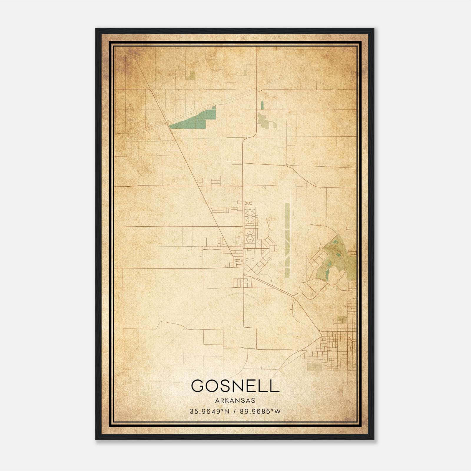 Vintage Gosnell Arkansas Map Poster, Gosnell AR City Road Wall Art Print Vintage Gosnell Arkansas Map Poster, Gosnell AR City Road Wall Art Print