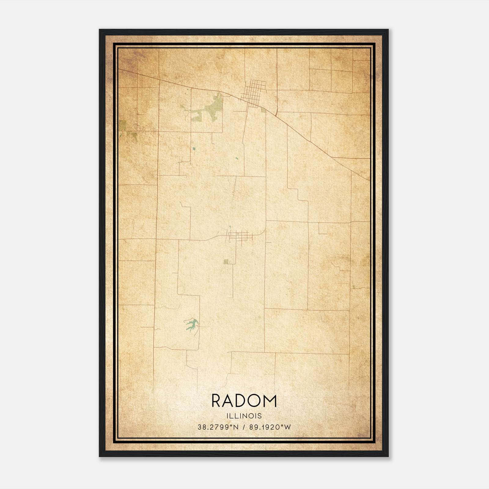 Vintage Radom Illinois Map Poster, Radom IL City Road Wall Art Print Vintage Radom Illinois Map Poster, Radom IL City Road Wall Art Print