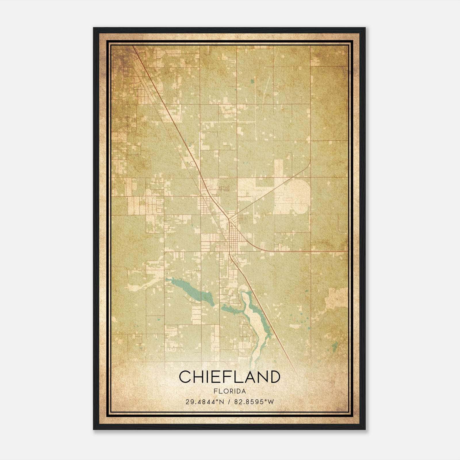 Vintage Chiefland Florida Map Poster - 7839a0acf33a2bb220e21a2471d729c6