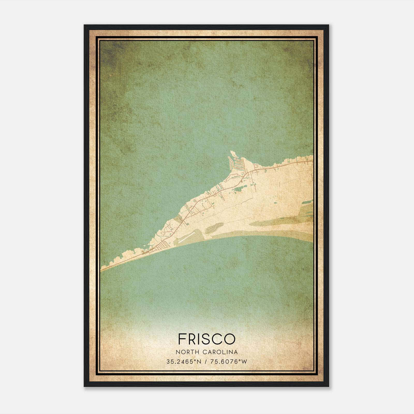 Vintage Frisco North Carolina Map Poster, Frisco NC City Road Wall Art Print Vintage Frisco North Carolina Map Poster, Frisco NC City Road Wall Art Print