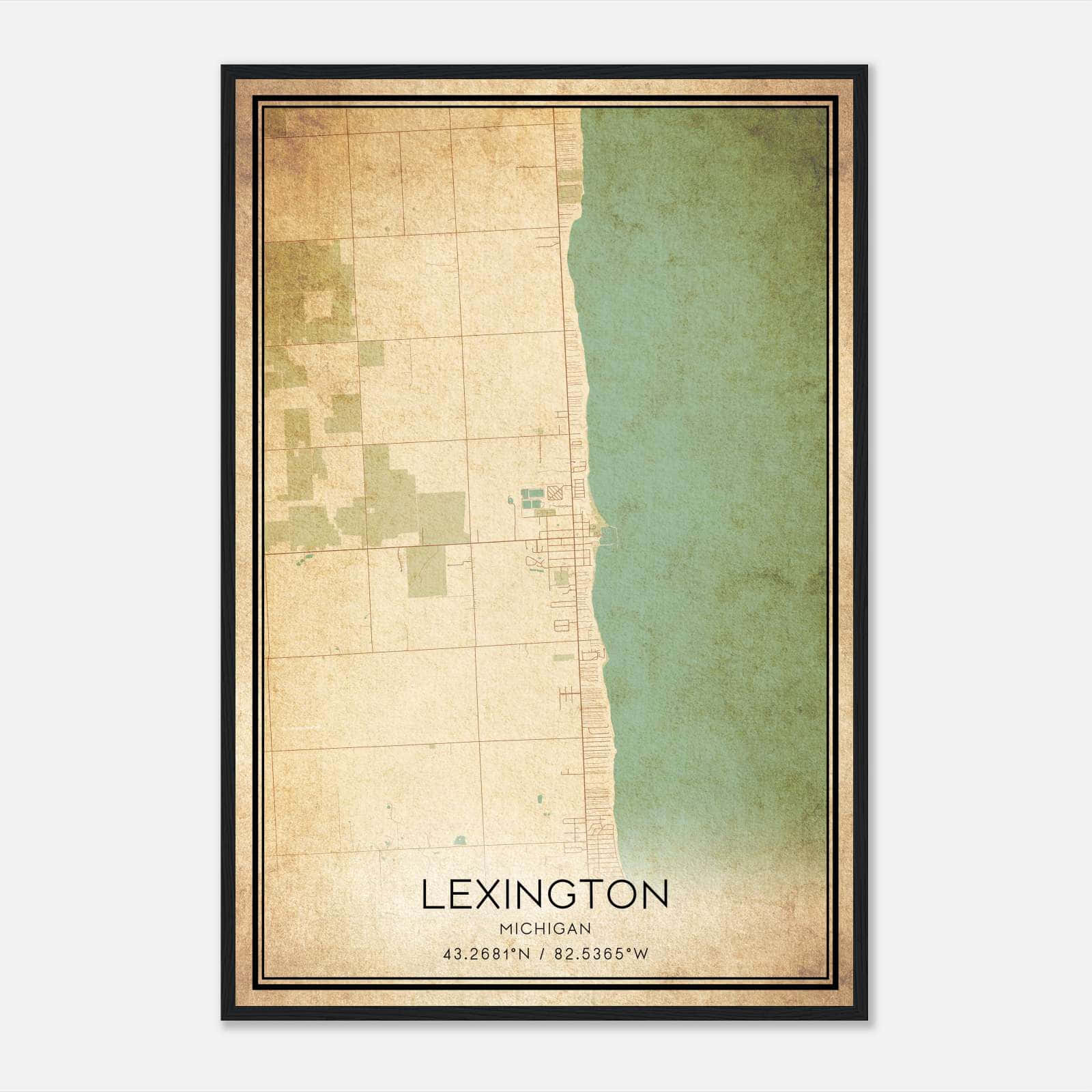 Vintage Lexington Michigan Map Poster, Lexington MI City Road Wall Art Print Vintage Lexington Michigan Map Poster, Lexington MI City Road Wall Art Print