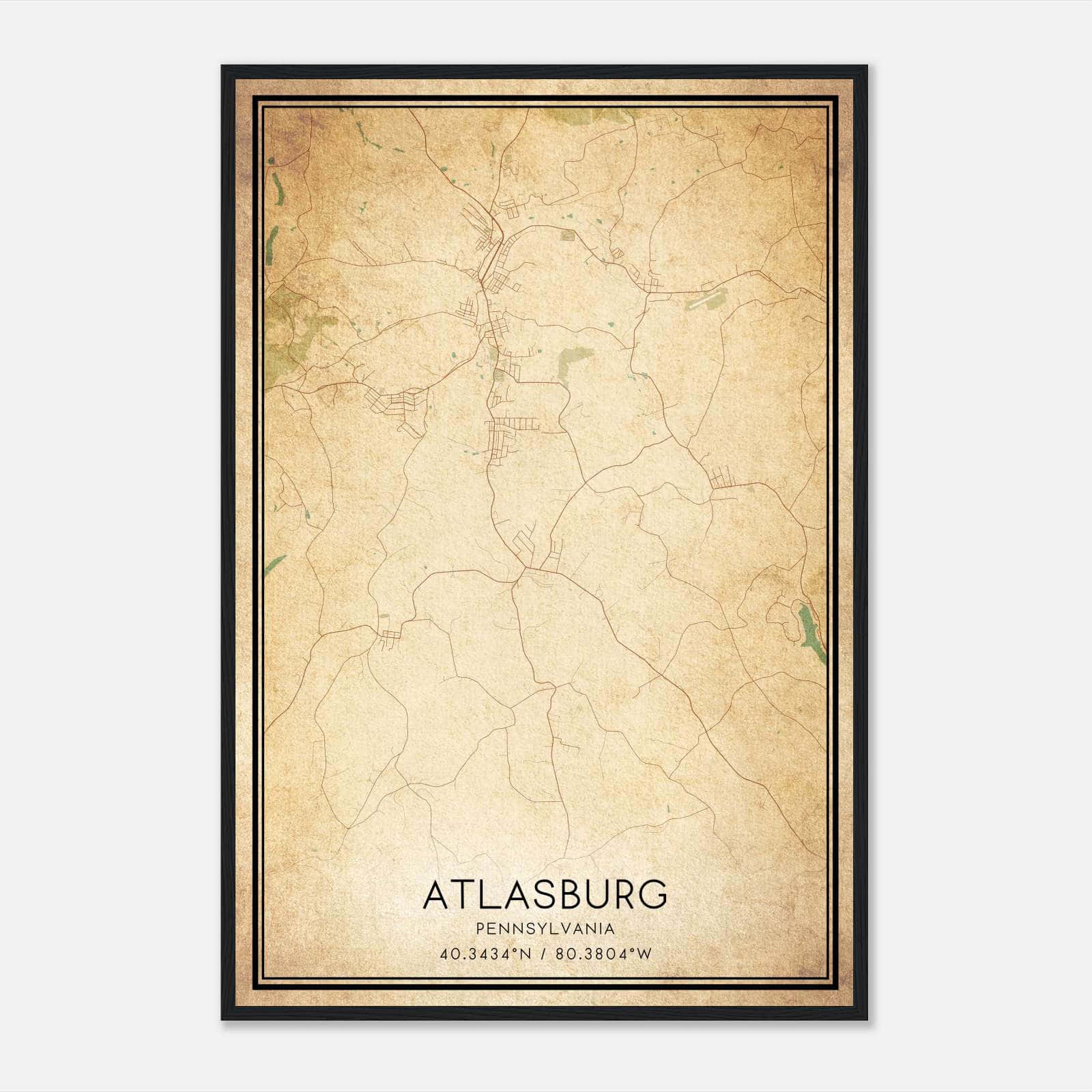 Vintage Atlasburg Pennsylvania Map Poster, Atlasburg PA City Road Wall Art Print Vintage Atlasburg Pennsylvania Map Poster, Atlasburg PA City Road Wall Art Print