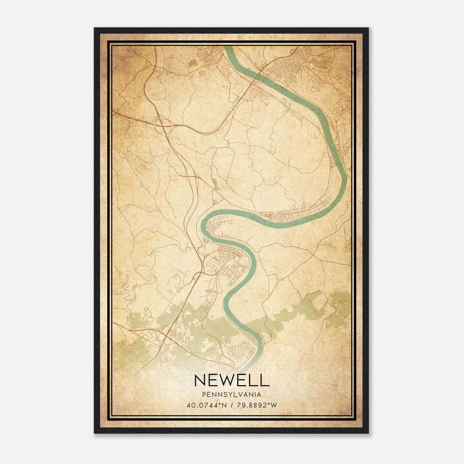 Vintage Newell Pennsylvania Map Poster, Newell PA City Road Wall Art Print Vintage Newell Pennsylvania Map Poster, Newell PA City Road Wall Art Print
