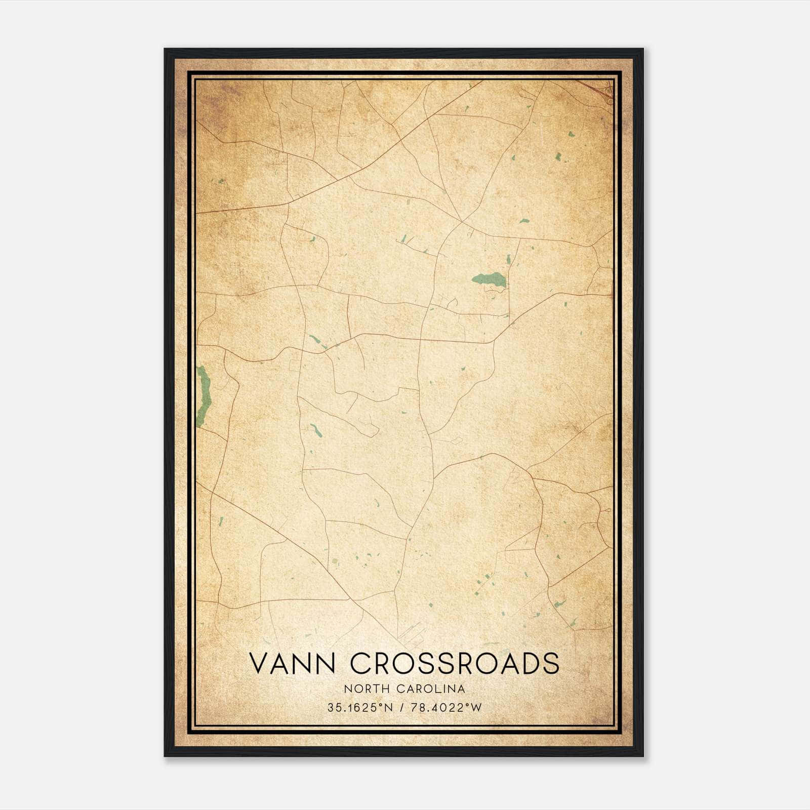 Vintage Vann Crossroads North Carolina Map Poster, Vann Crossroads NC City Road Wall Art Print Vintage Vann Crossroads North Carolina Map Poster, Vann Crossroads NC City Road Wall Art Print